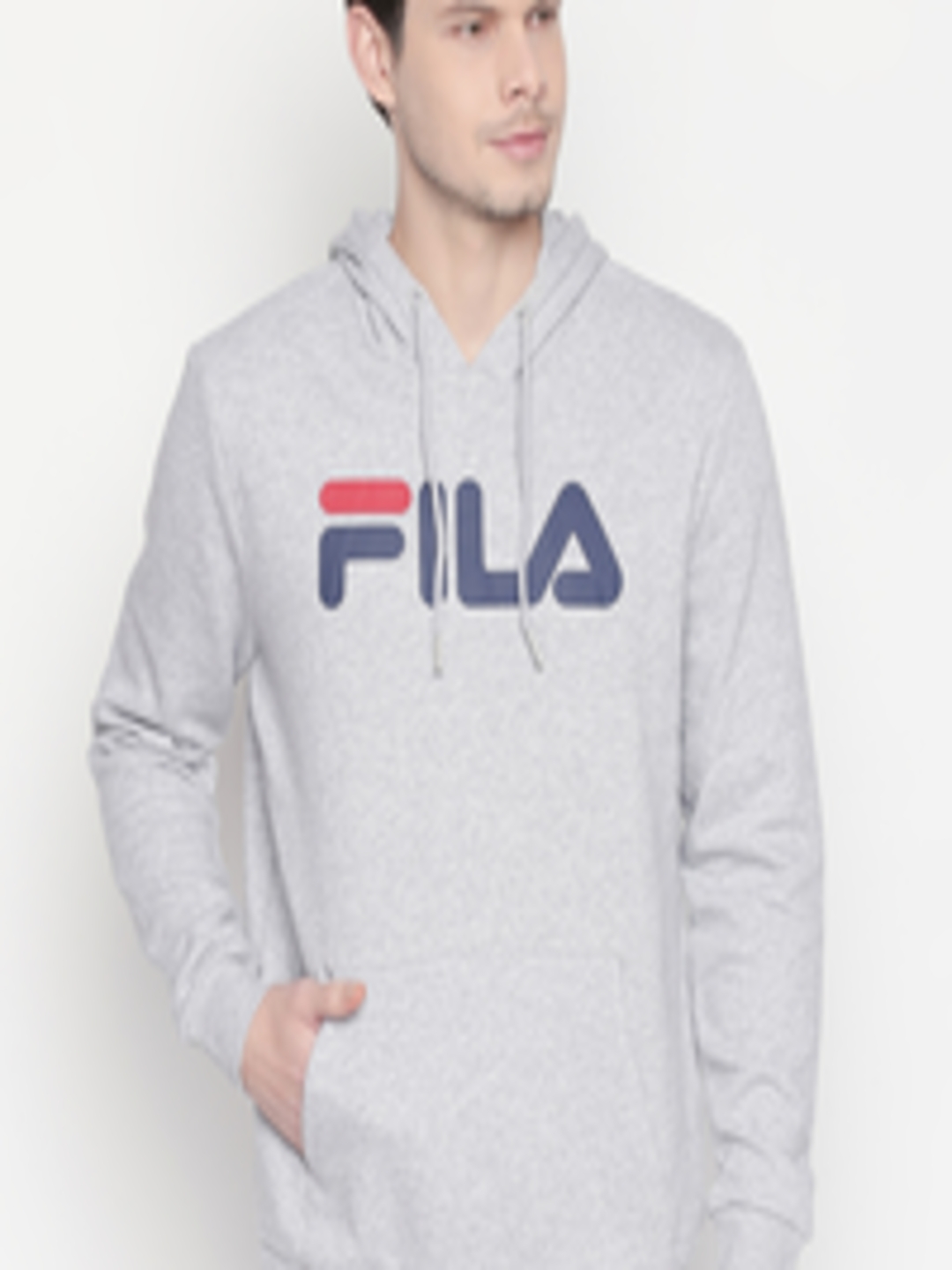 Buy FILA Men Grey Printed Hooded Sweatshirt - Sweatshirts for Men ...