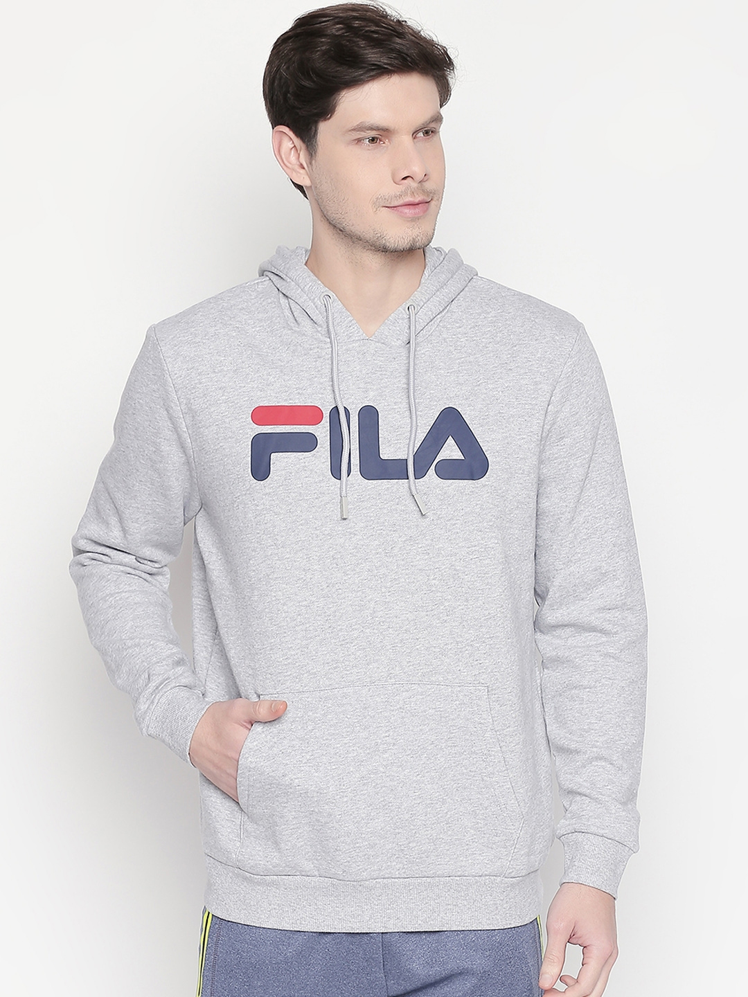 Buy FILA Men Grey Printed Hooded Sweatshirt - Sweatshirts for Men ...