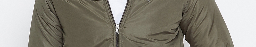 Buy Okane Men Olive Green Solid Hooded Padded Jacket - Jackets for Men ...