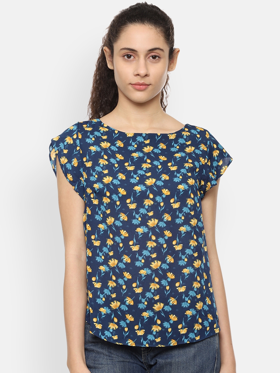 Buy Allen Solly Woman Blue Floral Print Top - Tops for Women 10745192 ...