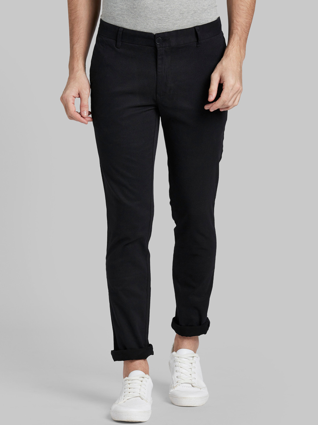 Buy Parx Men Black Regular Fit Solid Regular Trousers - Trousers for ...