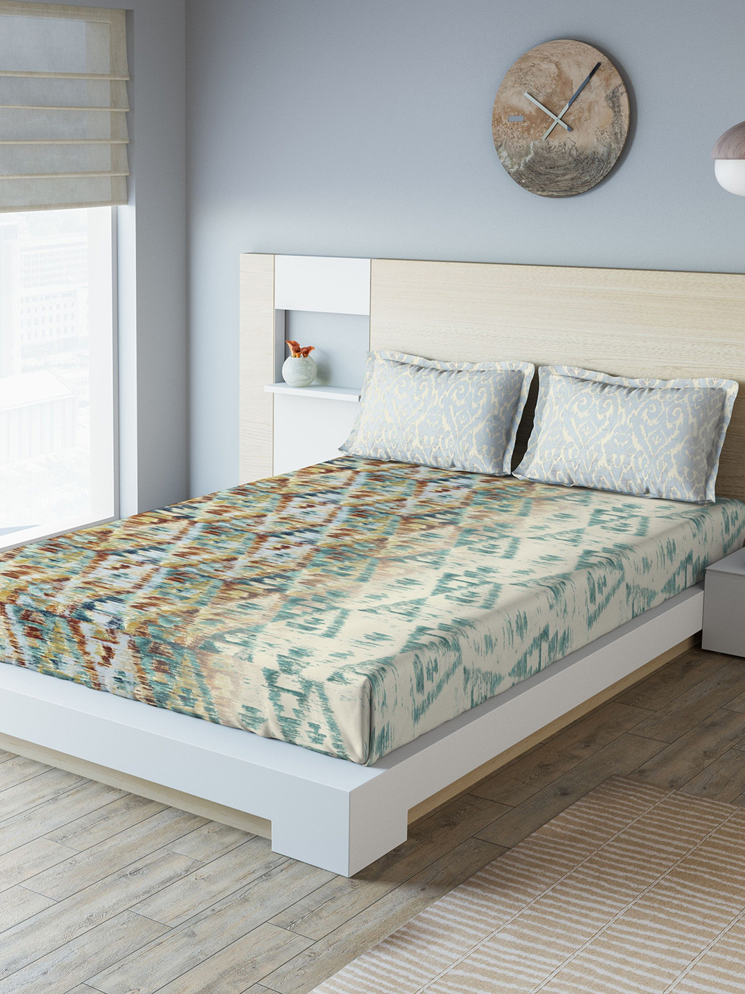 Buy DDecor Blue Abstract 140 TC Cotton 1 King Bedsheet With 2 Pillow