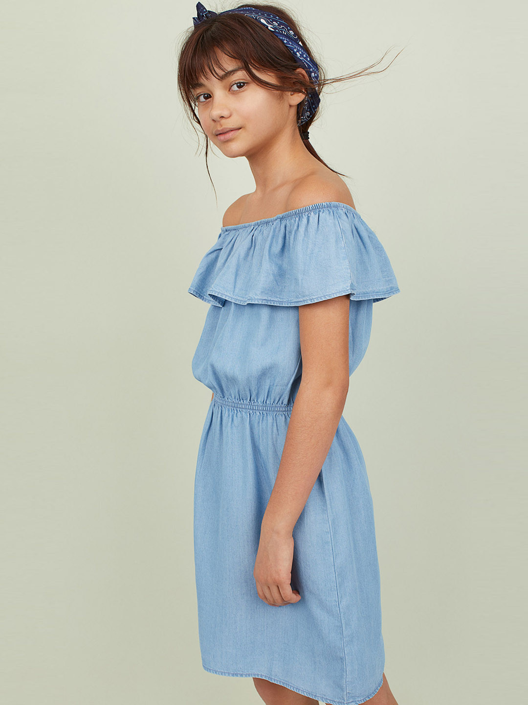 Buy H&M Girls Blue Solid Lyocell Dress Dresses for Girls 10574482