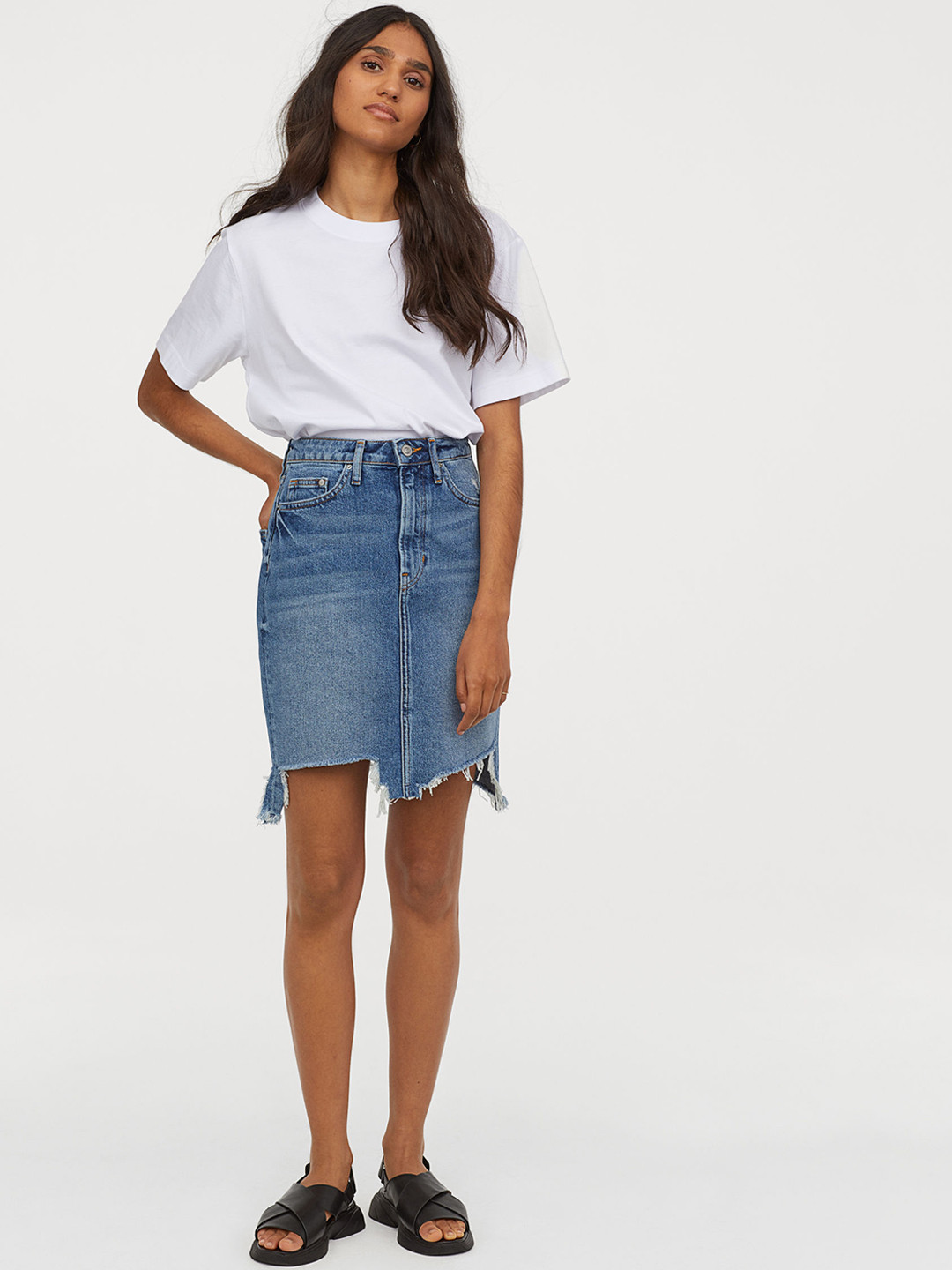 Buy H&M Women Blue Washed Denim Skirt Skirts for Women 10576820 Myntra