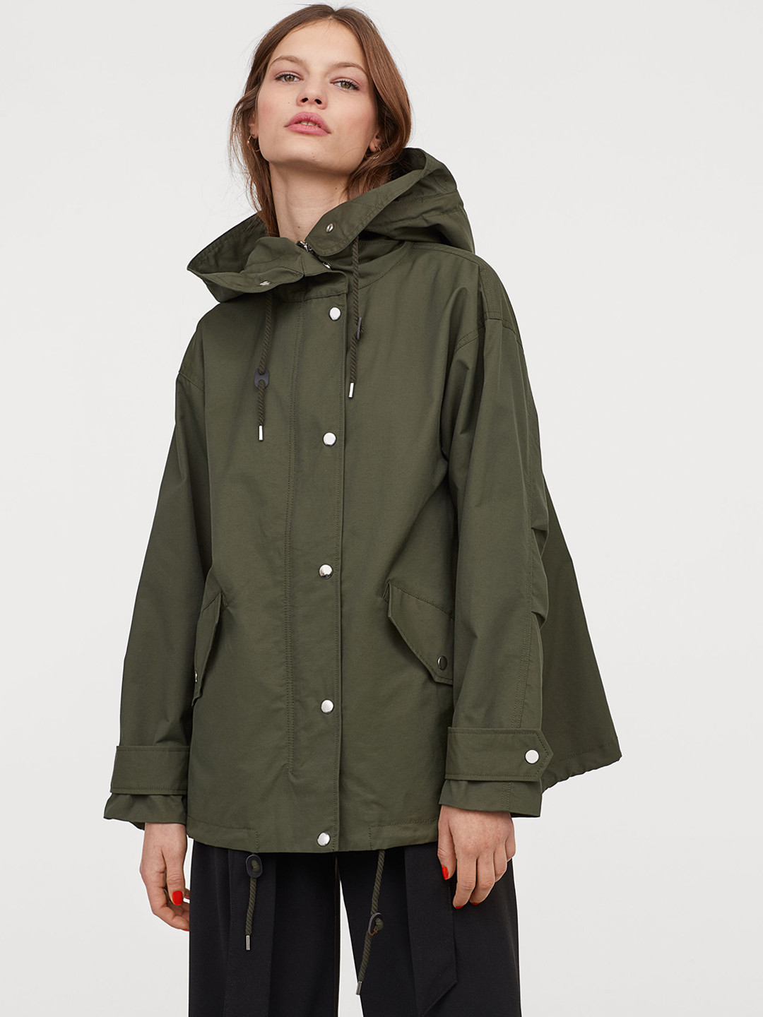 Buy H&M Women Green Solid Short Nylon Blend Parka Jackets for Women 10575136 Myntra