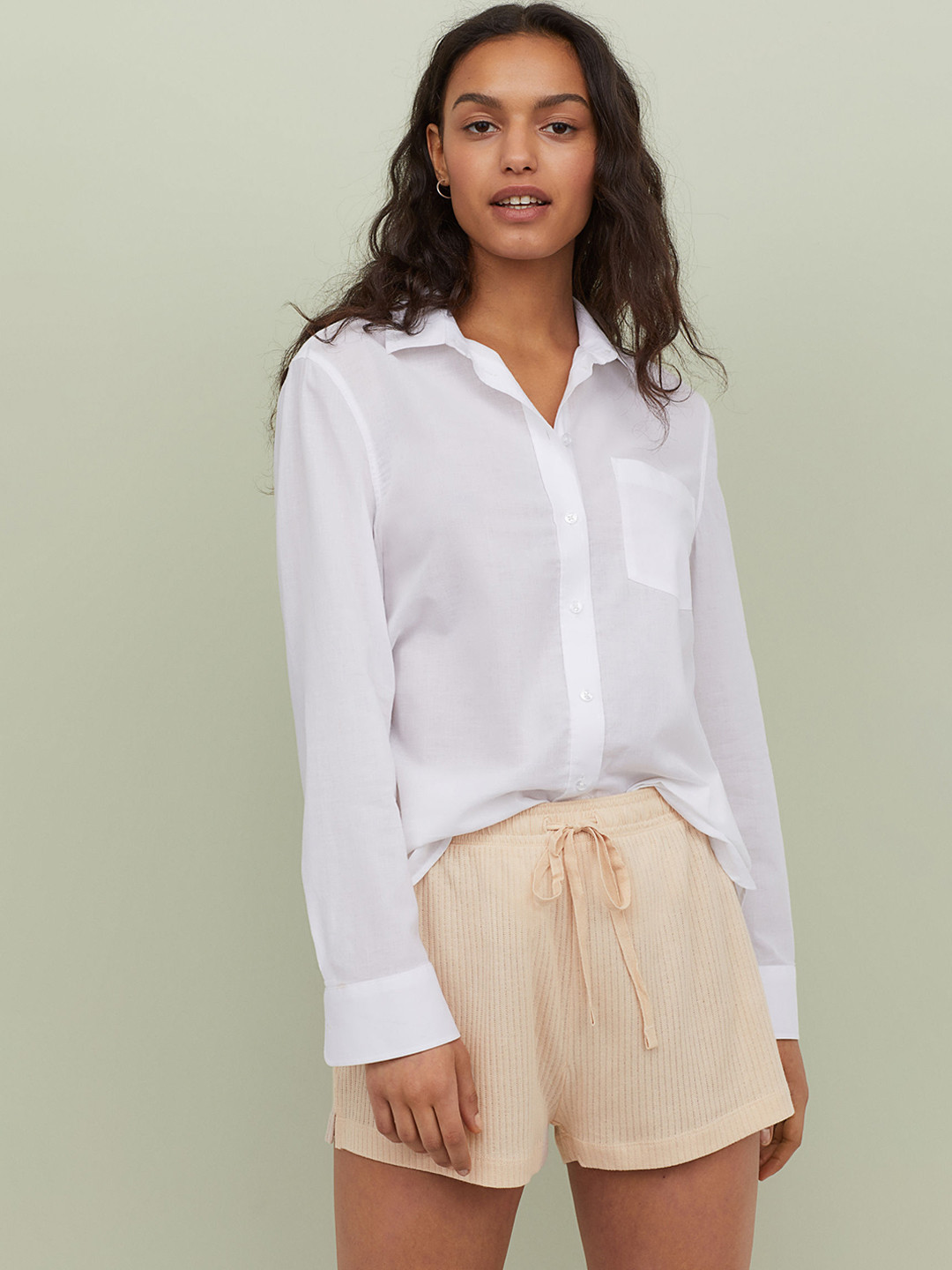 Buy H&M Women Beige Pointelle Cotton Shorts Shorts for Women 10576780