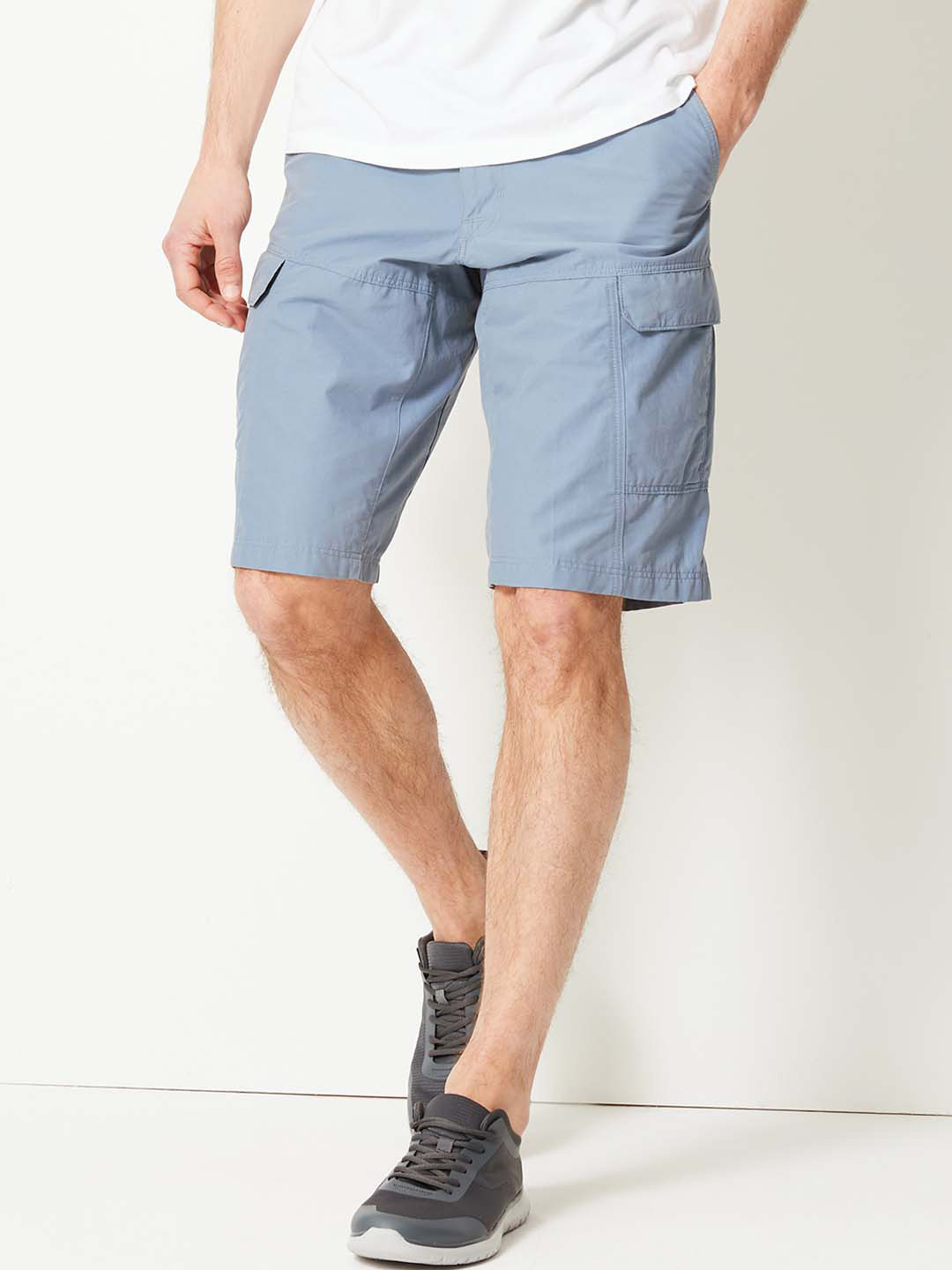 Buy Marks & Spencer Men Blue Solid Regular Fit Cargo Shorts Shorts