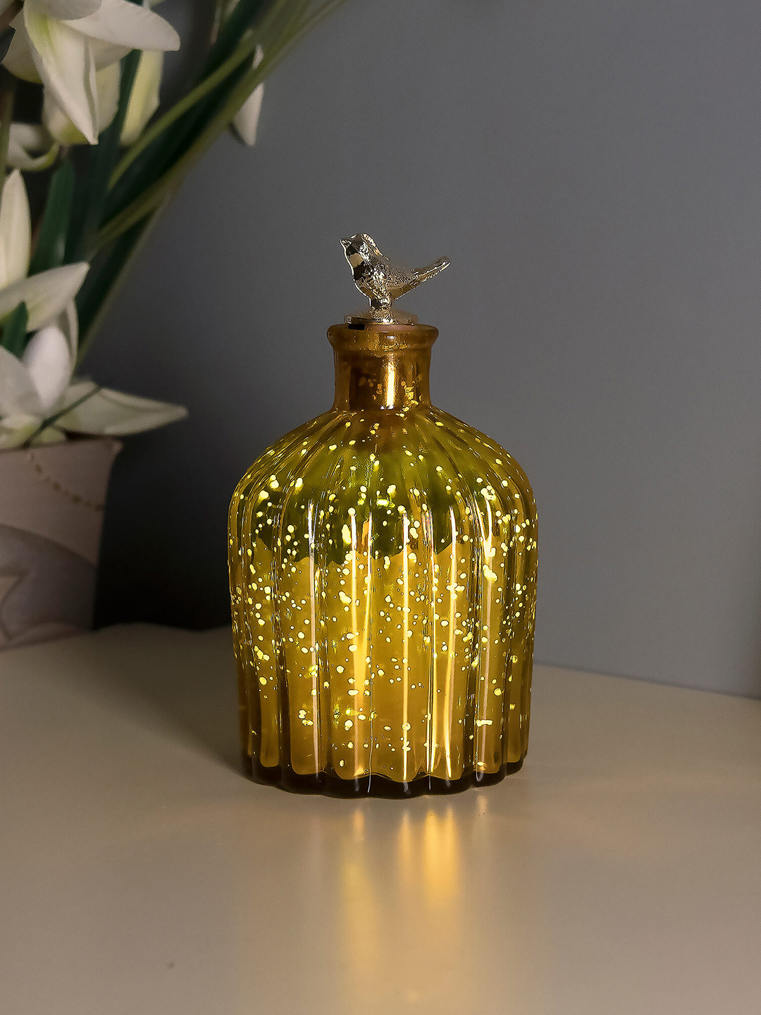 Buy Homesake Gold Toned Printed Handcrafted Table Top String Lights