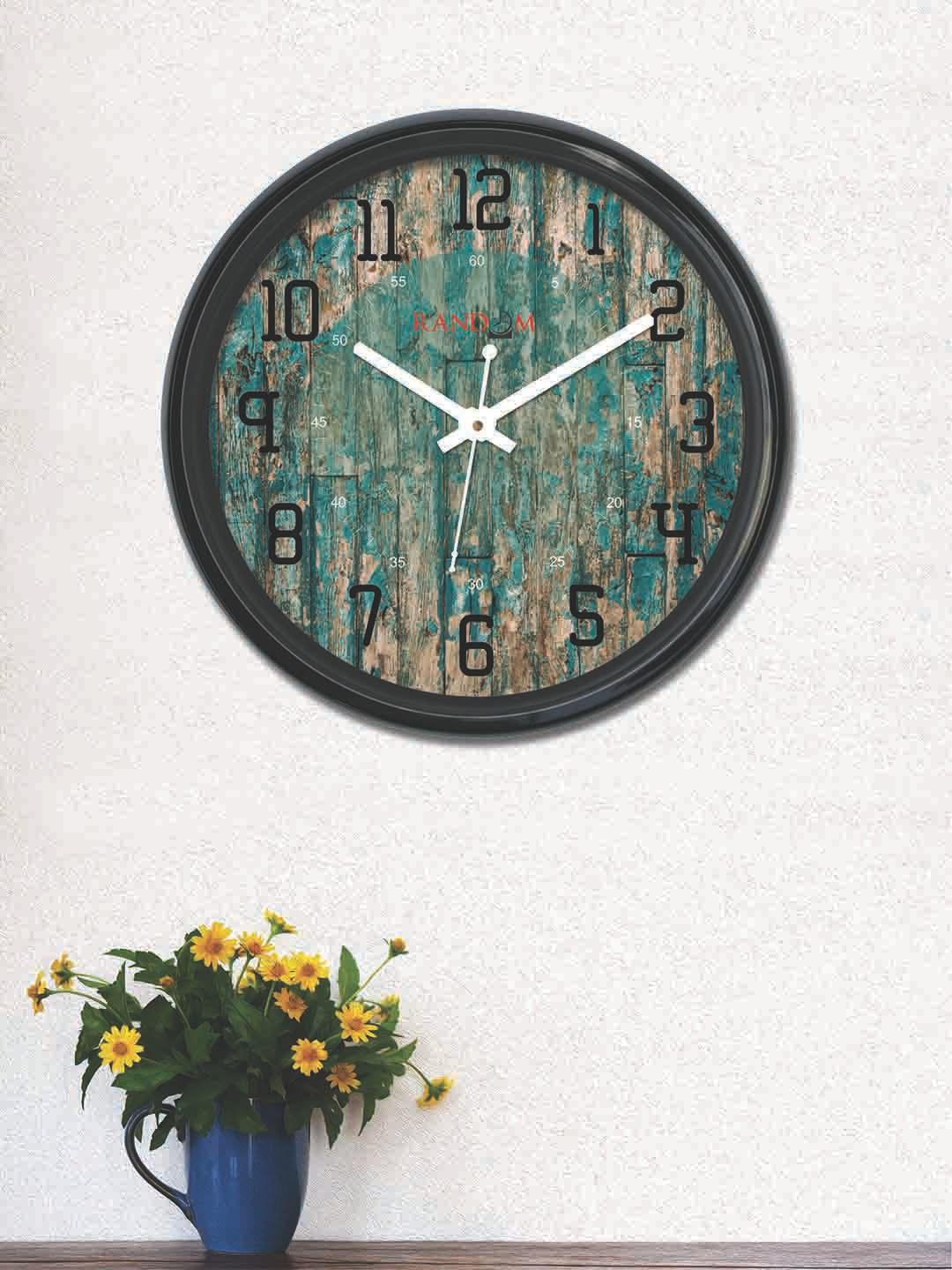 Buy RANDOM Black & Green Round Printed 30 Cm Analogue Wall Clock