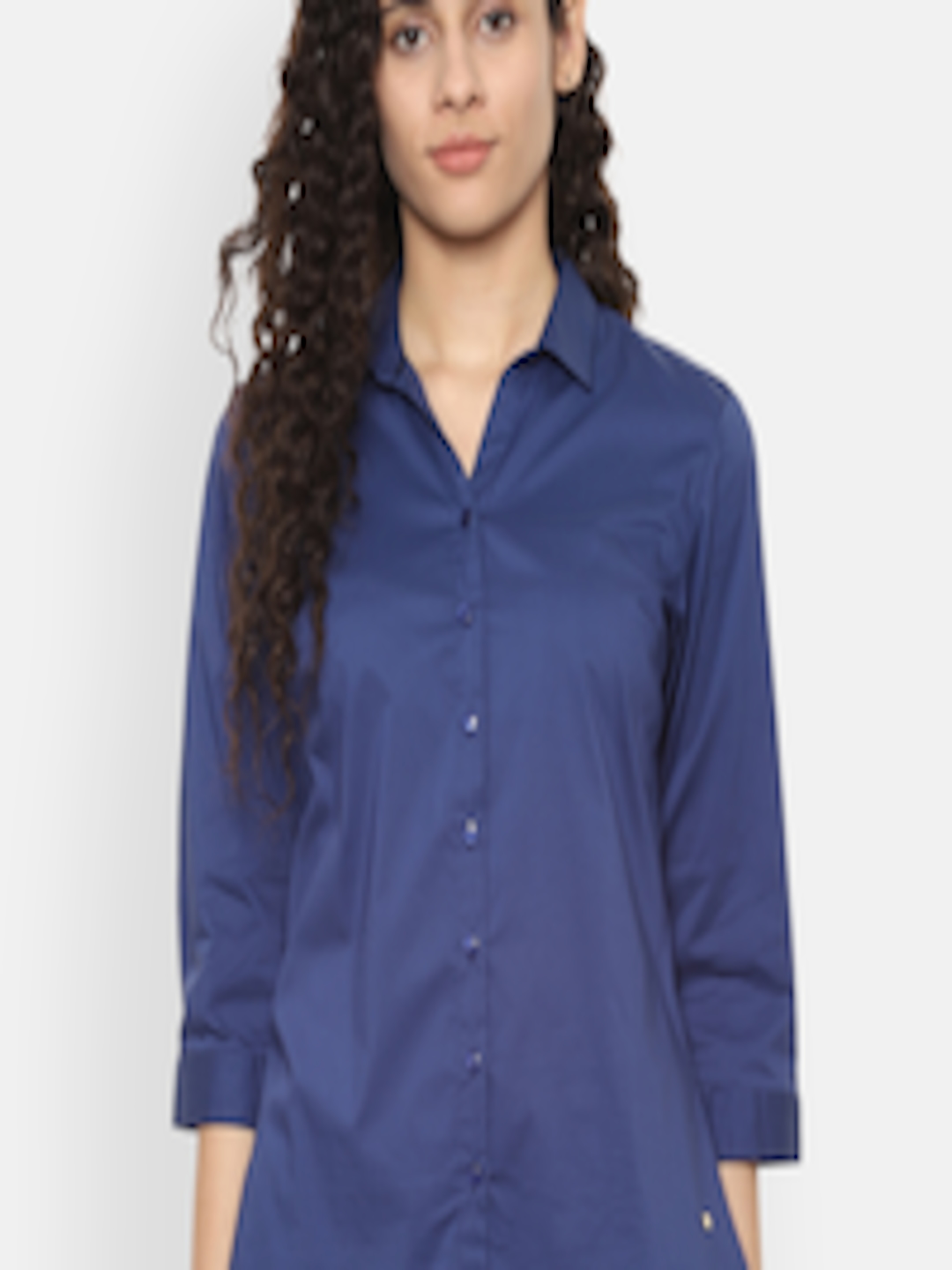 Buy Allen Solly Woman Women Navy Blue Regular Fit Solid Formal Shirt ...