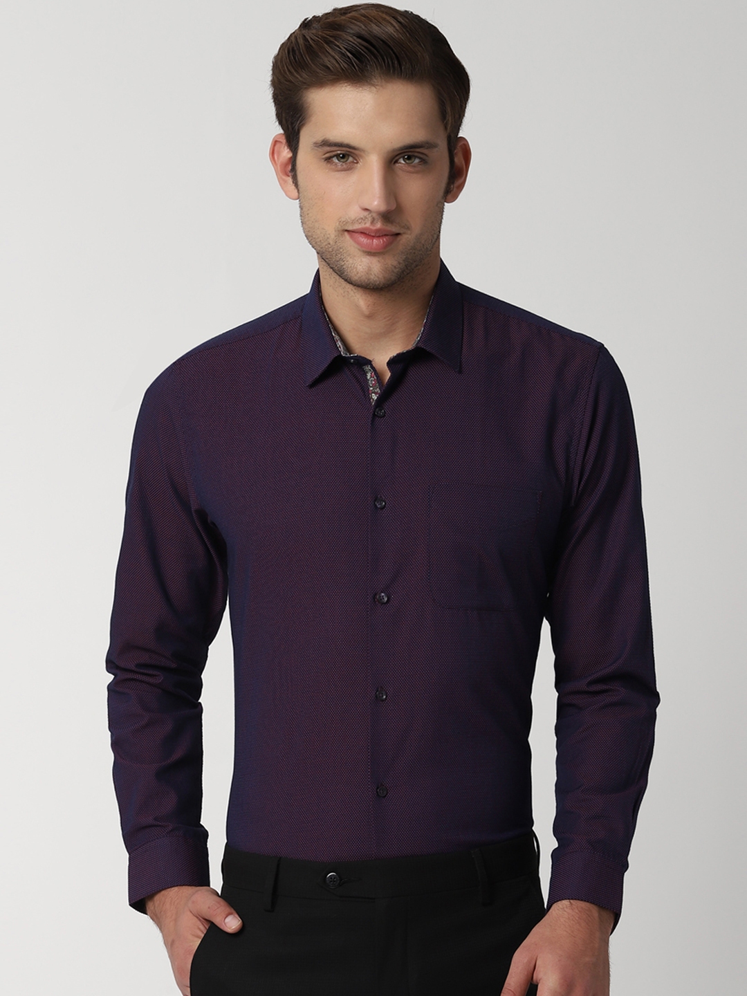 Buy Peter England Men Purple Regular Fit Self Design Formal Shirt ...