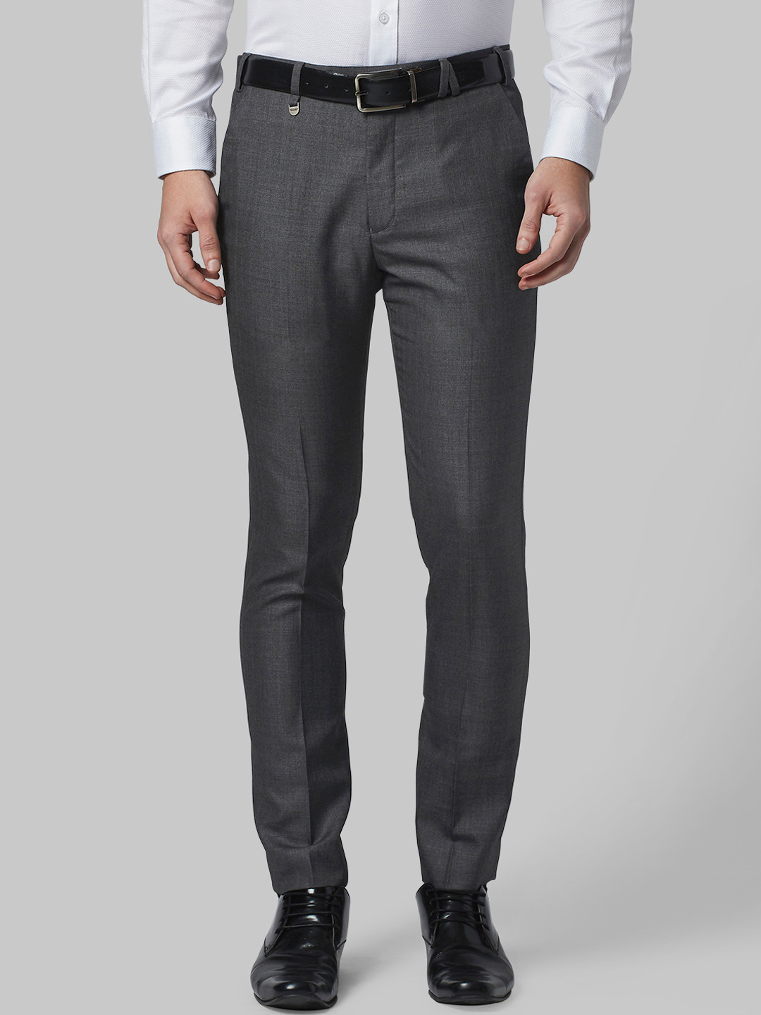 Buy Park Avenue Men Grey Regular Fit Solid Formal Trousers - Trousers ...