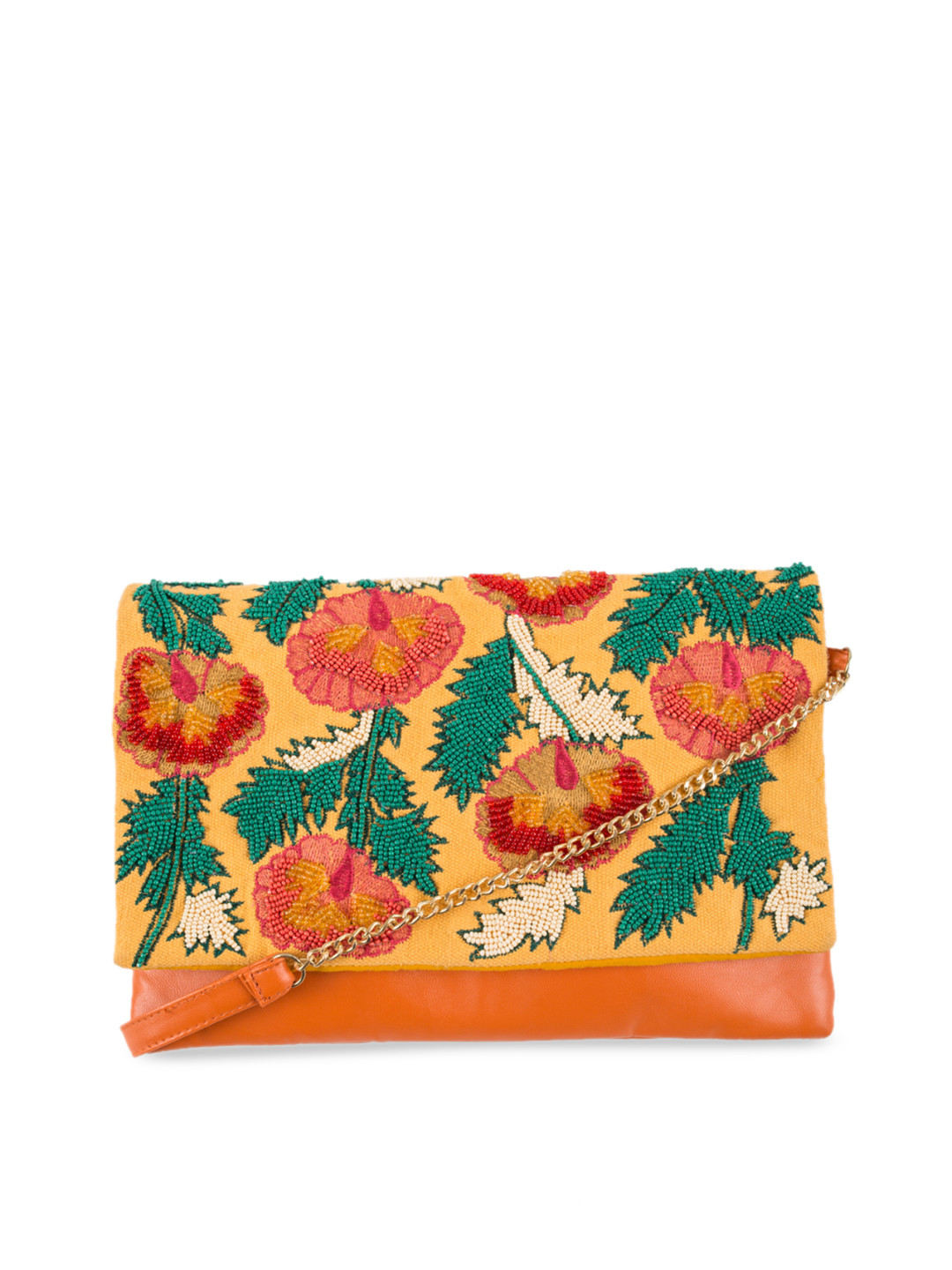 Buy Chumbak Yellow & Green Embellished Sling Bag Handbags for Women