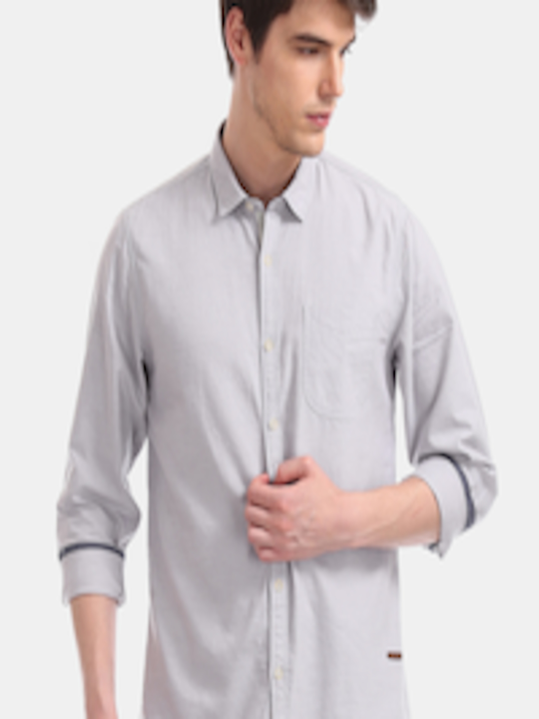 Buy Cherokee Men Grey Regular Fit Solid Casual Shirt - Shirts for Men ...