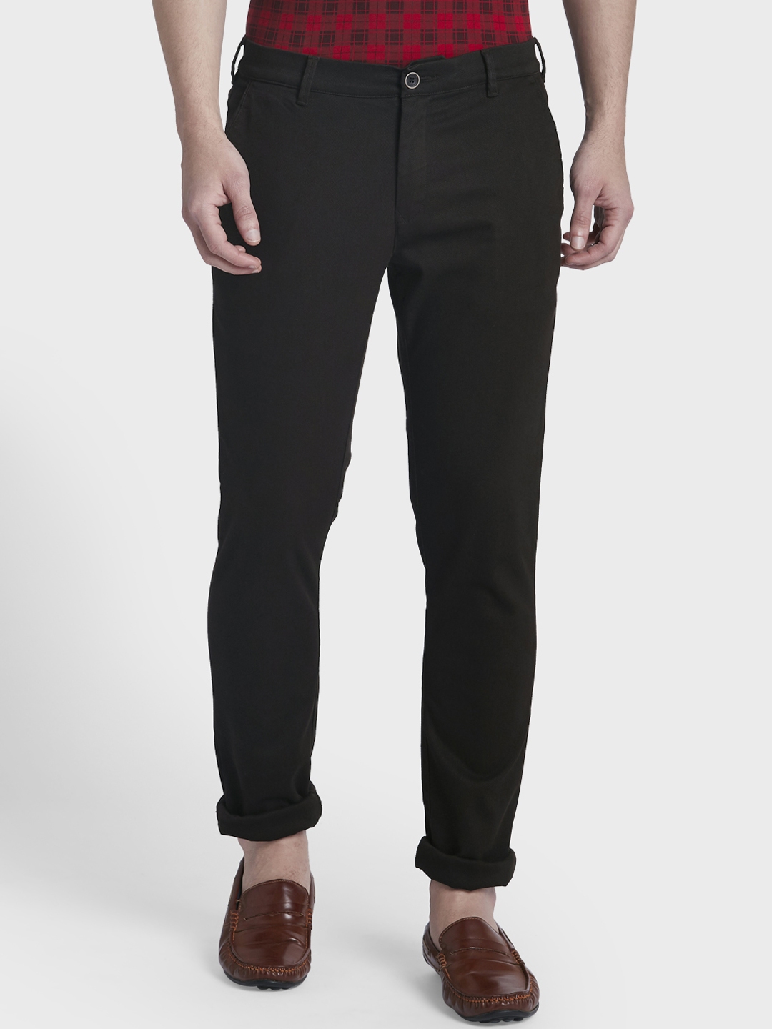 Buy ColorPlus Men Brown Regular Fit Solid Chinos - Trousers for Men ...