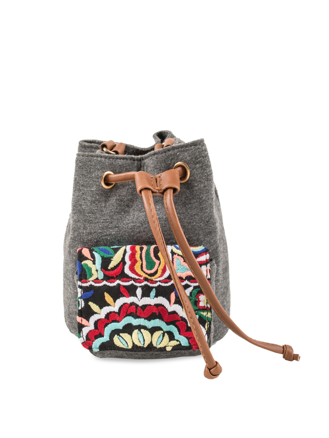 Buy Chumbak Grey Melange Embroidered Sling Bag Handbags for Women