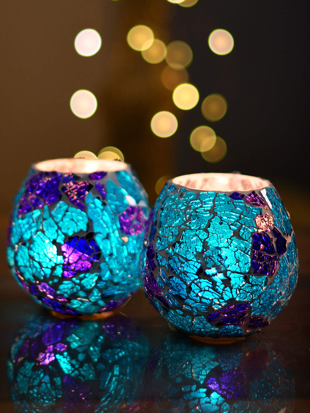 Buy Homesake Set Of 2 Blue Tea Light Candle Holders Candle Holders