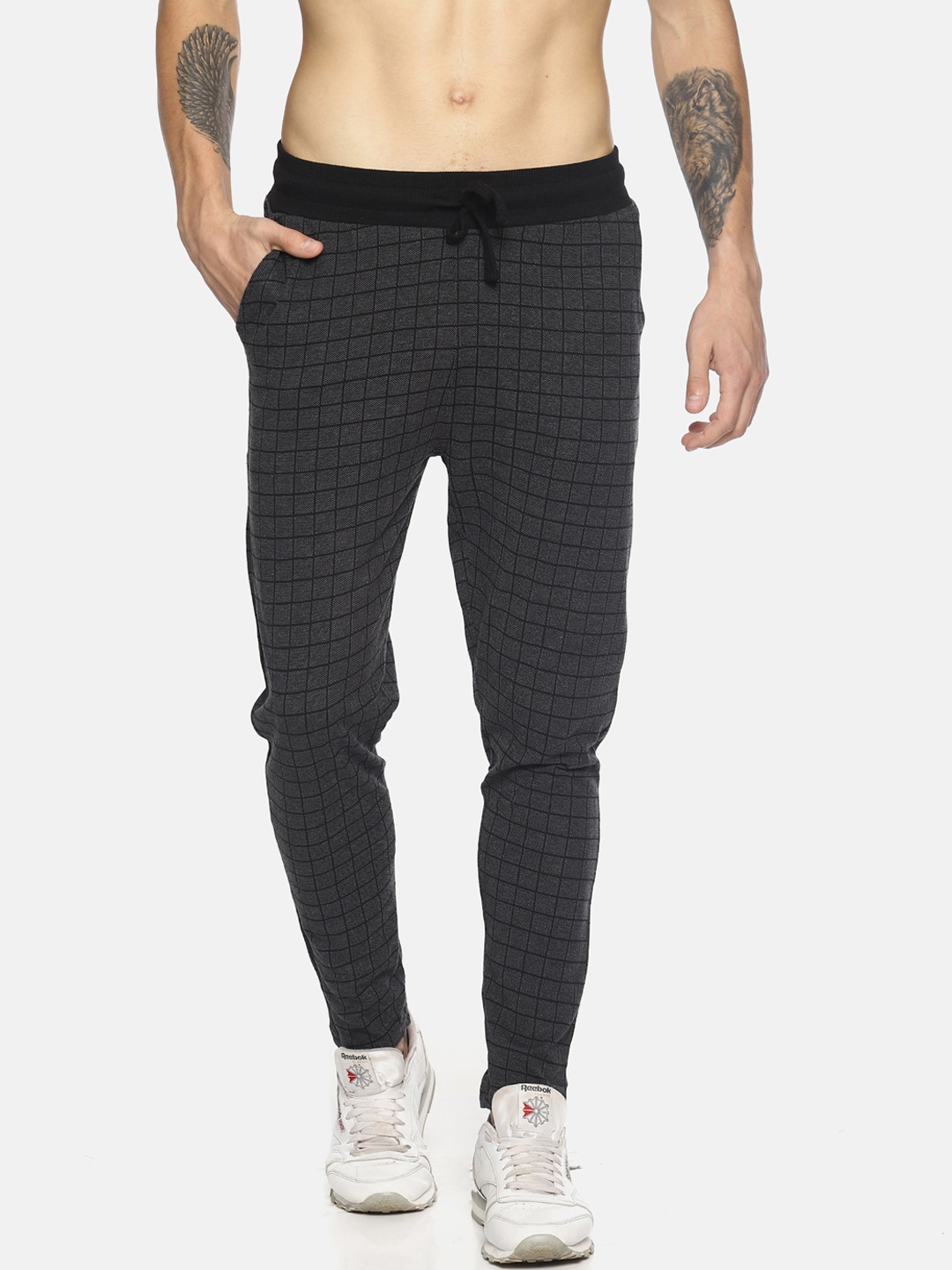 checked track pants