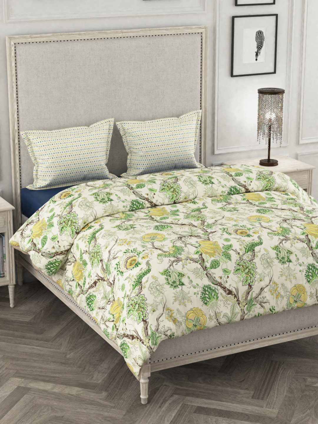 Buy Portico New York Blue & Off White Printed AC Room 120GSM Double