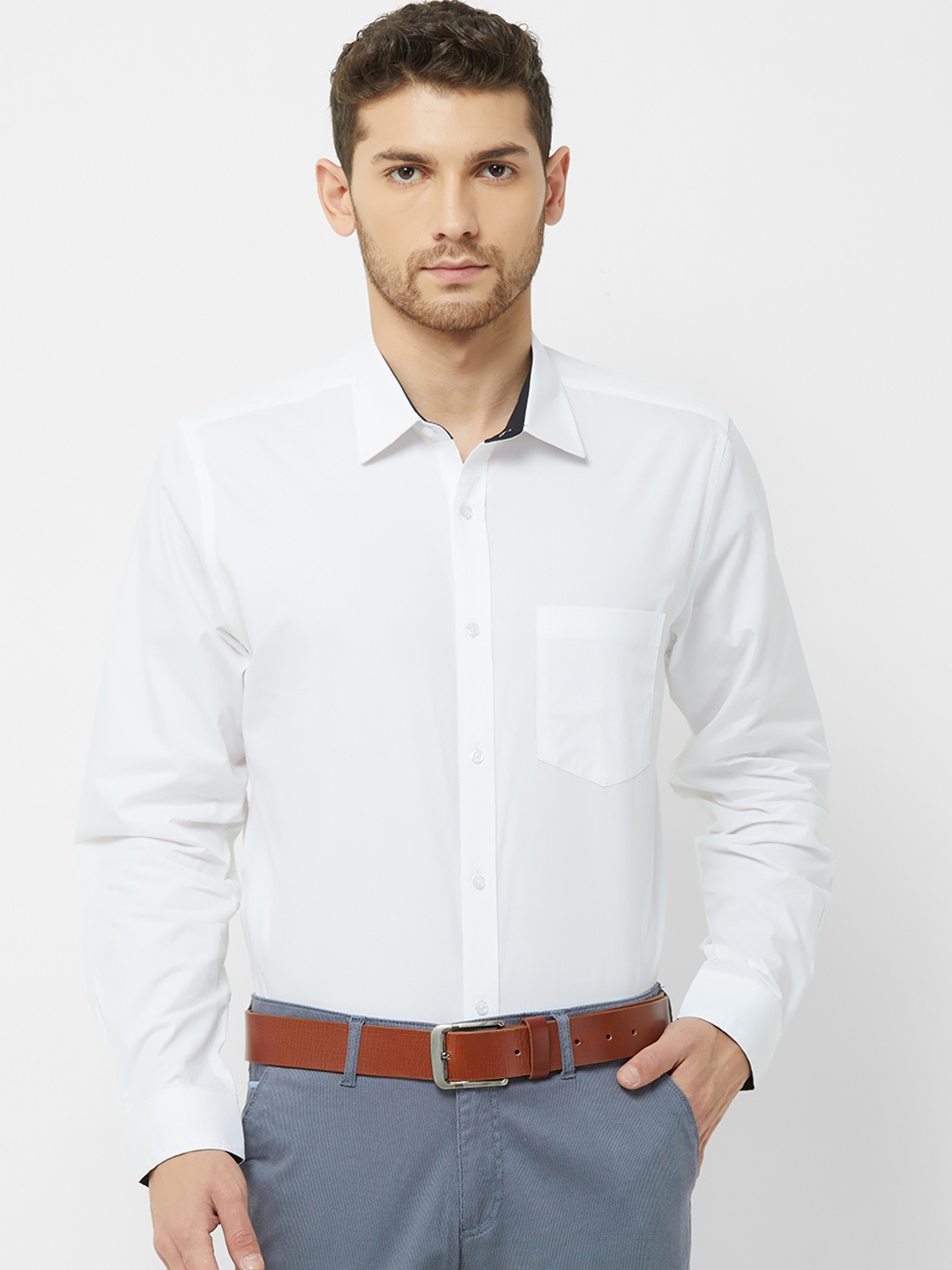 Buy Solemio Men White Regular Fit Solid Formal Shirt - Shirts for Men ...