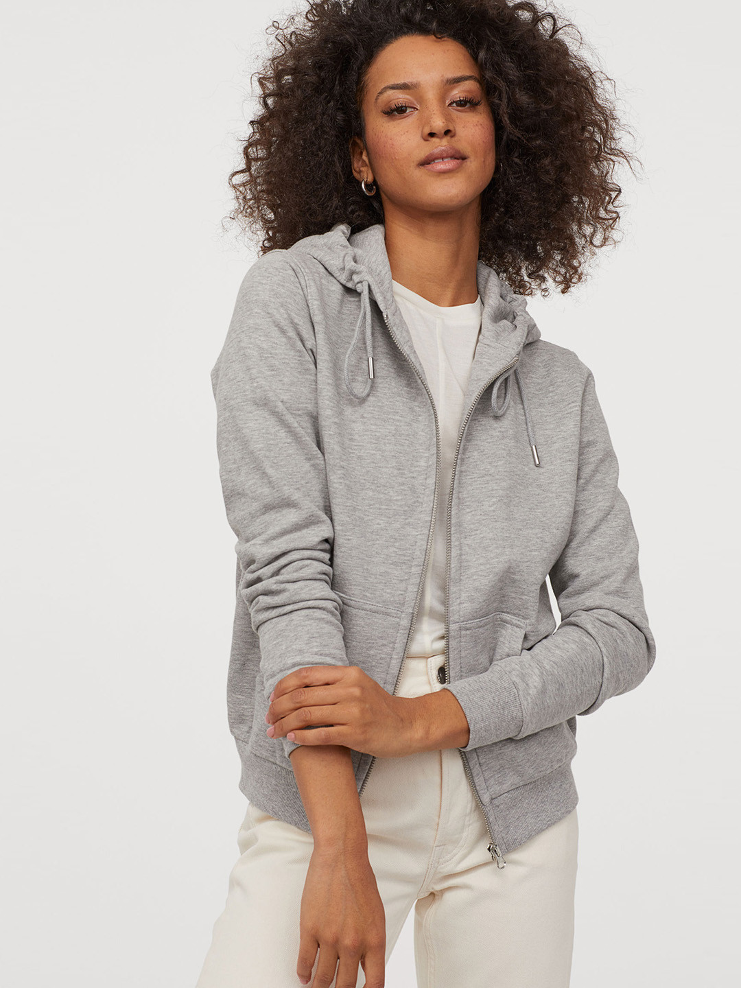 Buy H&M Women Grey Hooded Jacket Sweatshirts for Women 11310218 Myntra