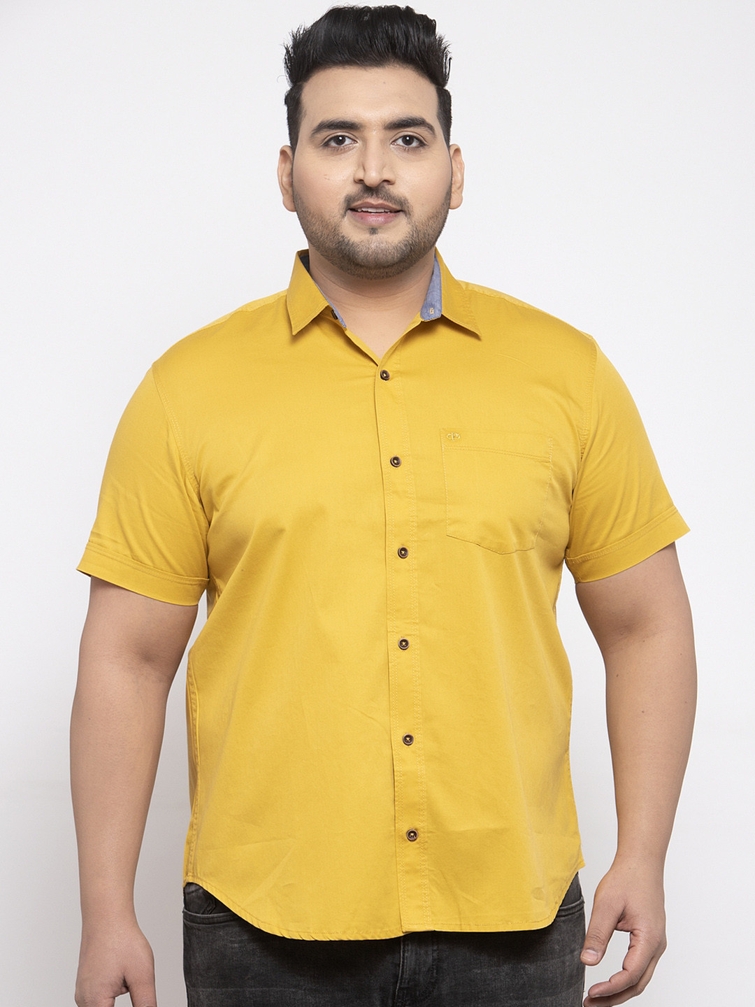 Buy PlusS Men Mustard Yellow Regular Fit Solid Casual Shirt Shirts