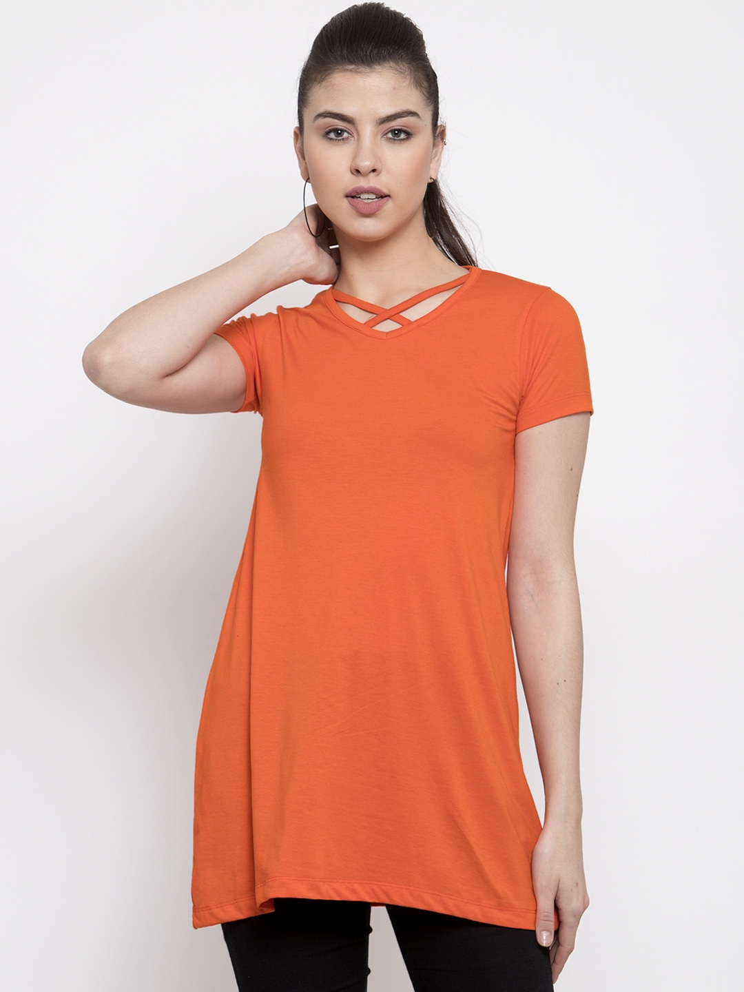 Buy Kalt Women Orange Solid Tunic Tunics For Women 11309230 Myntra 0563