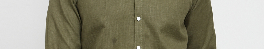 Buy JAINISH Men Olive Green Classic Regular Fit Solid Casual Shirt ...