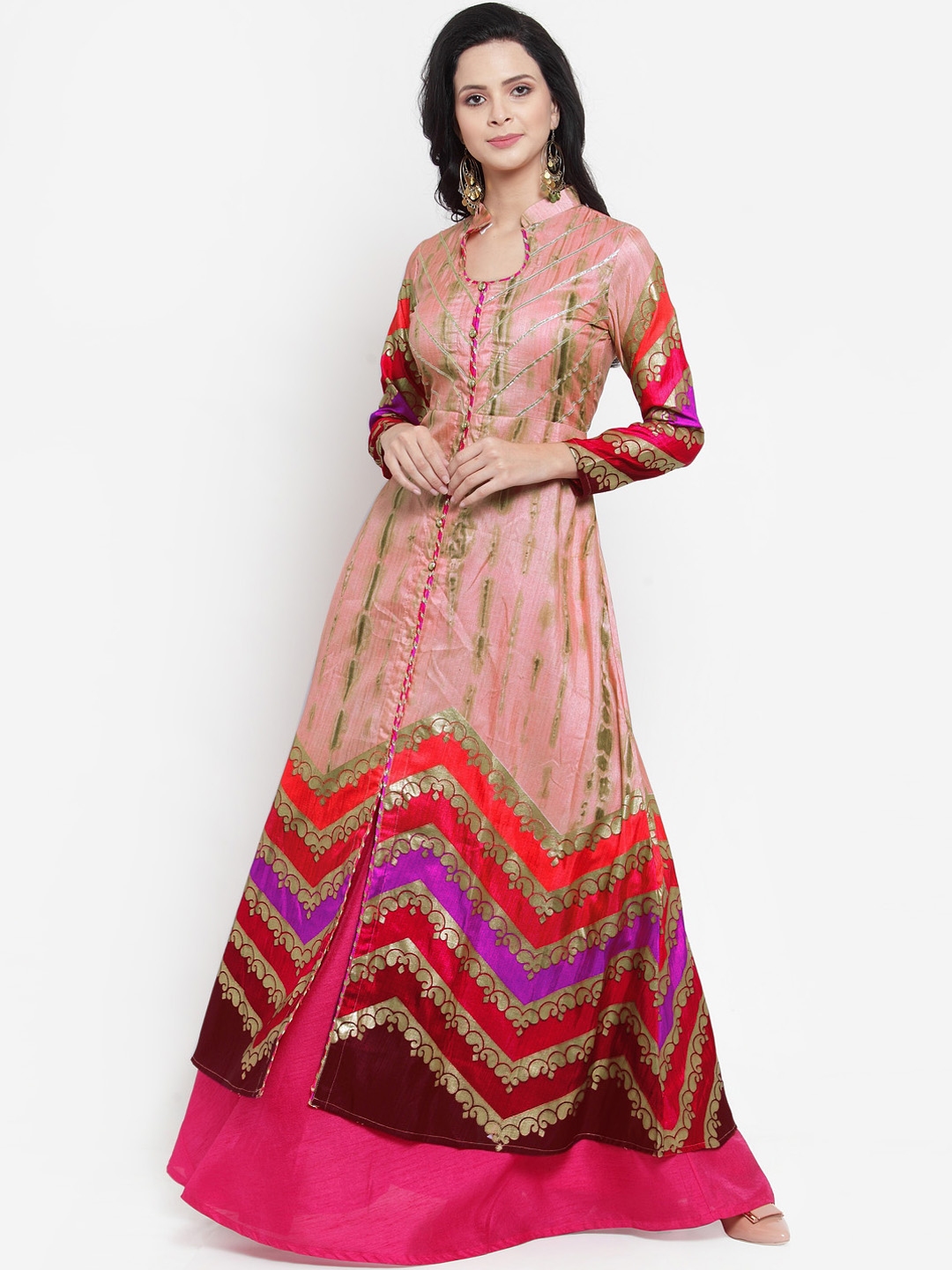Buy Get Glamr Women Multicoloured Striped Ethnic Maxi Dress - Dresses ...