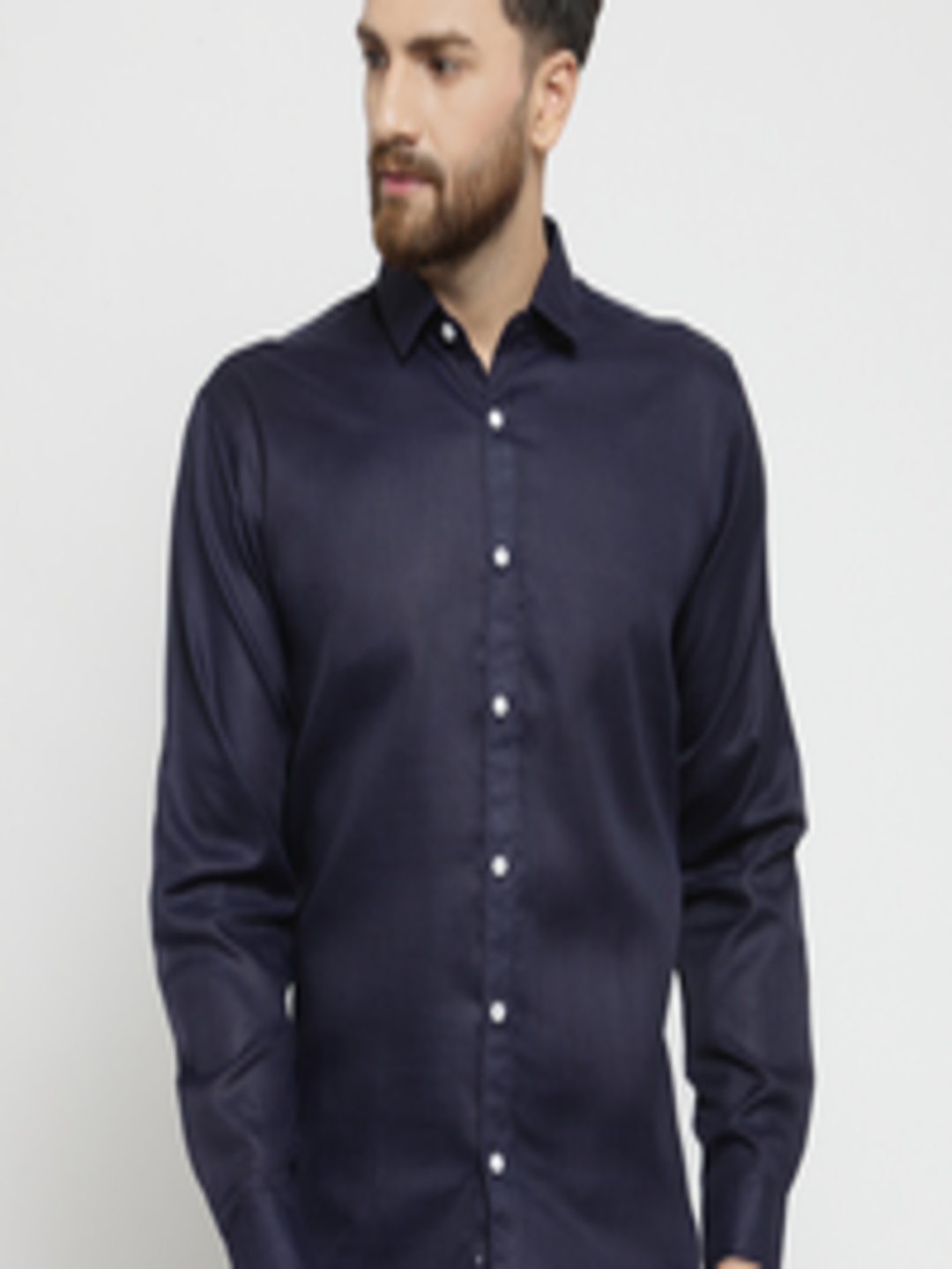 Buy JAINISH Men Navy Blue Classic Regular Fit Solid Casual Shirt ...
