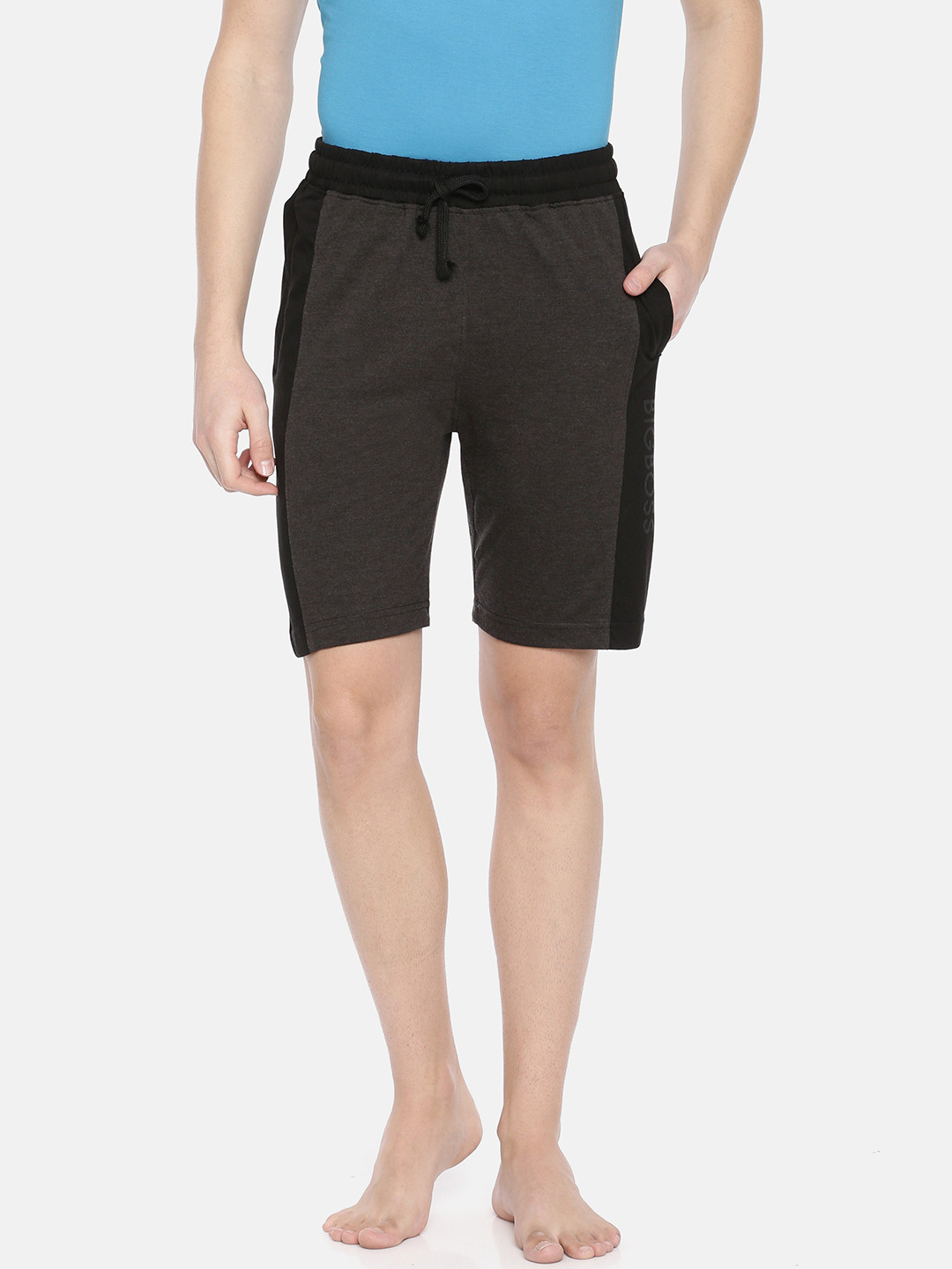 Buy Dollar Bigboss Men Charcoal Grey Solid Lounge Shorts Lounge