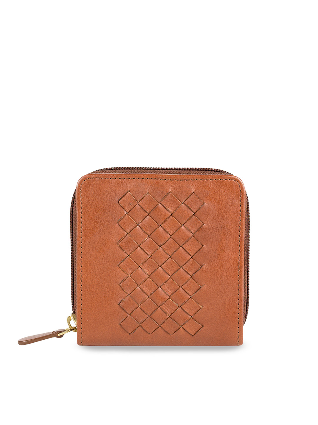 Buy Hidesign Women Tan Self Design Leather Zip Around Wallet Wallets