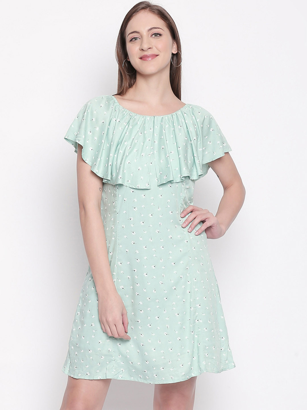 Buy Honey By Pantaloons Women Green Floral Printed Fit And Flare Dress - Dresses for Women 