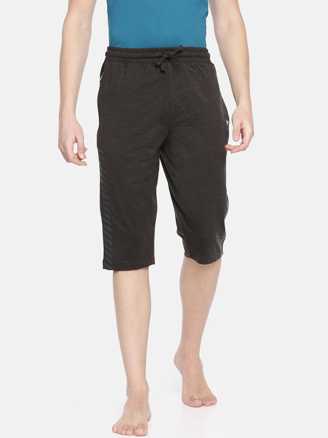 Buy Dollar Bigboss Men Charcoal Grey Solid Knee Length Lounge Shorts