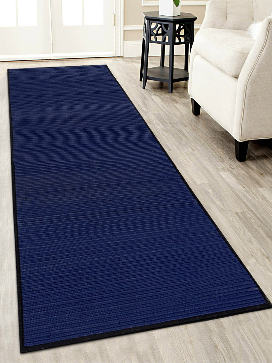 Buy Saral Home Navy Blue Striped Anti Skid Floor Runner Runners for
