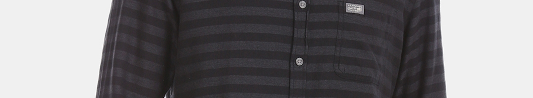 Buy U.S. Polo Assn. Denim Co. Men Black & Grey Slim Fit Striped Casual ...