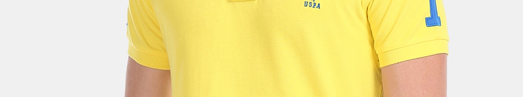 Buy U.S. Polo Assn. Men Yellow Blue Printed Polo Collar Pure Cotton T ...