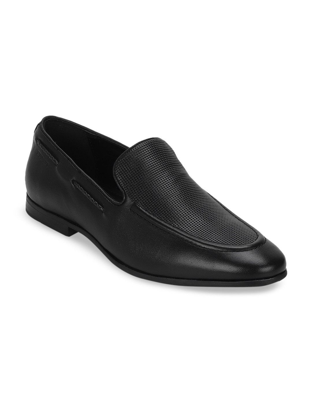 Buy Red Tape Men Black Textured Leather Formal Slip Ons Formal Shoes