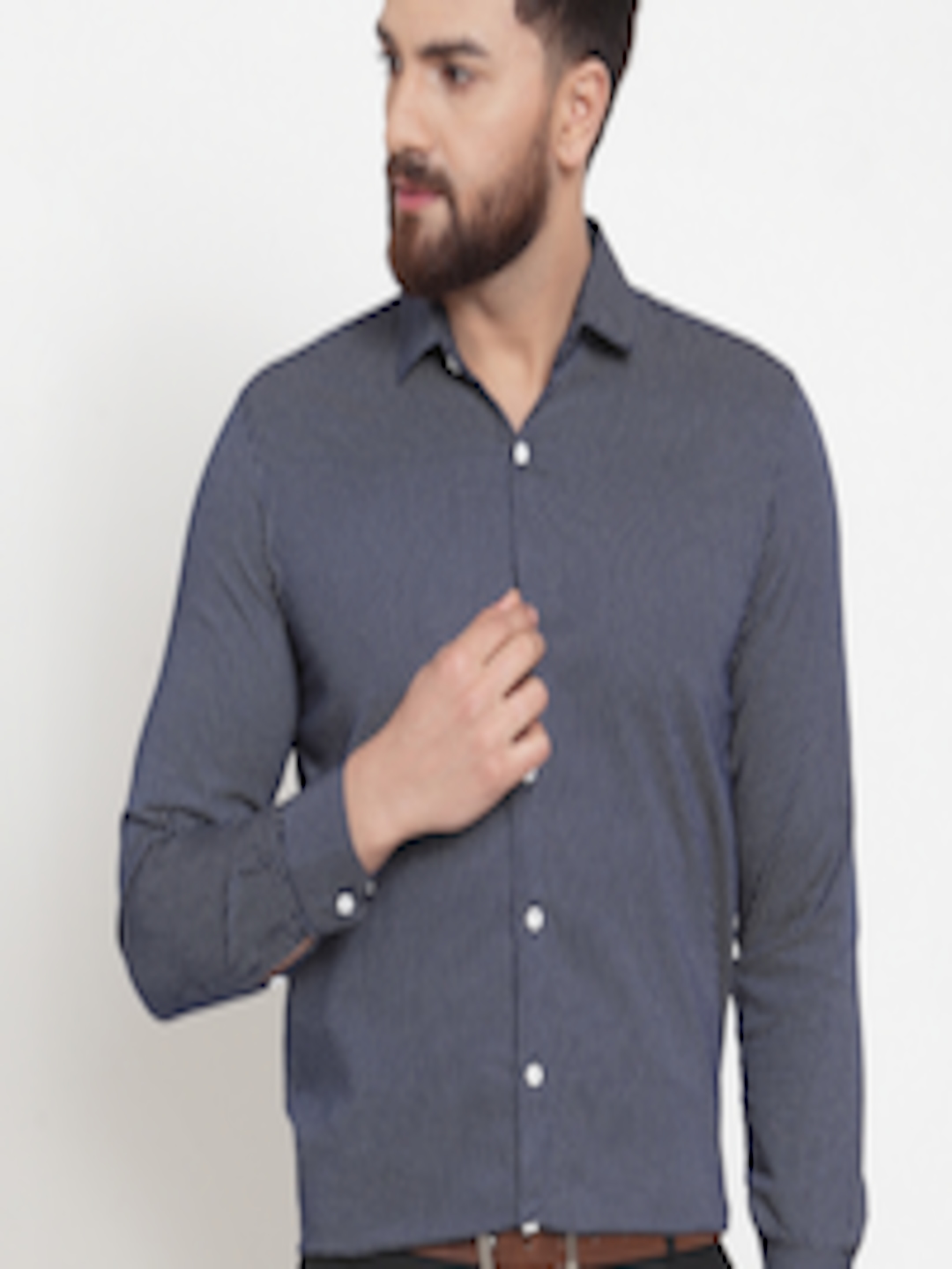 Buy JAINISH Men Navy Blue Classic Regular Fit Printed Formal Shirt ...