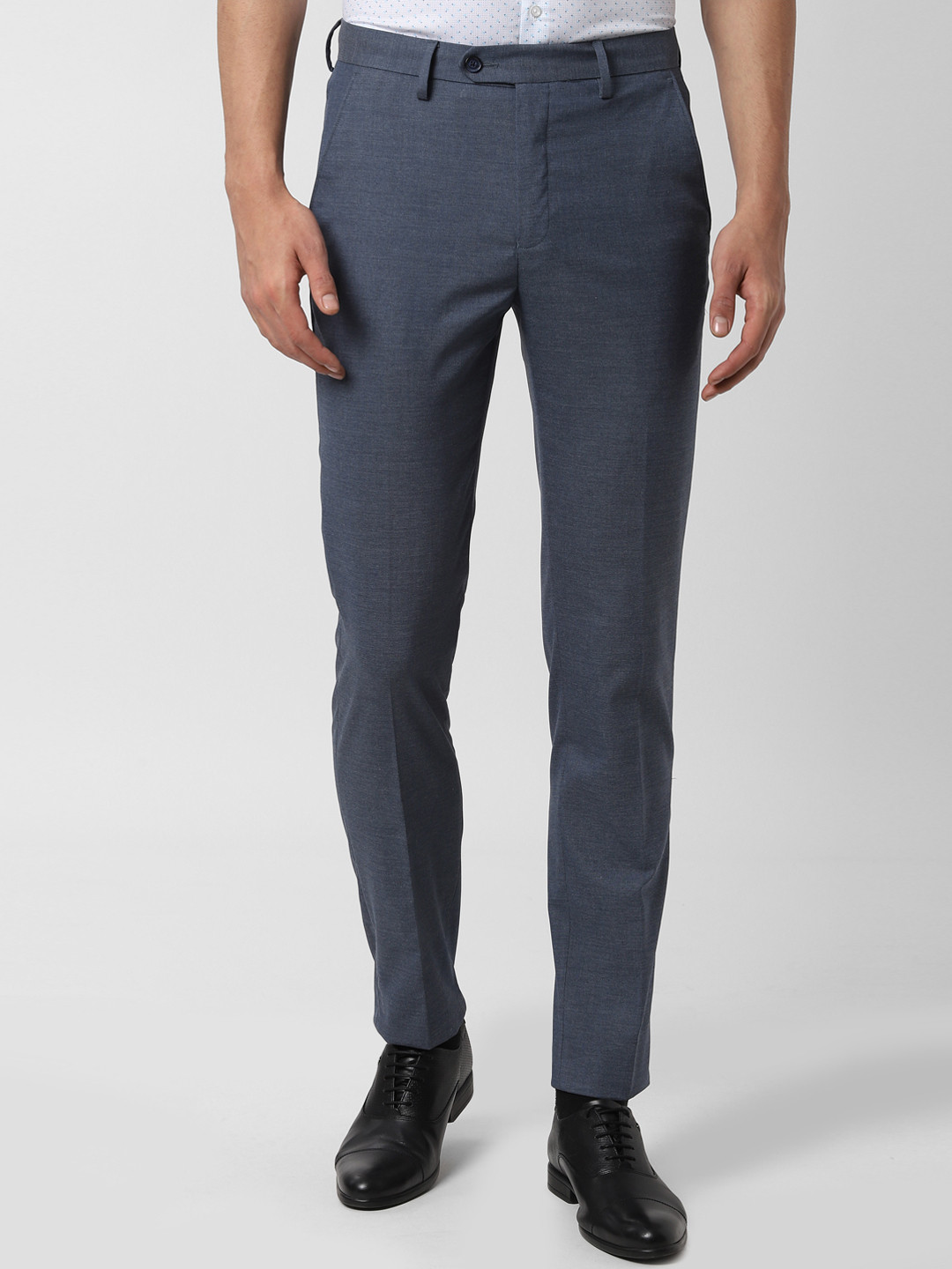 Buy Peter England Men Grey Slim Fit Solid Formal Trousers - Trousers ...