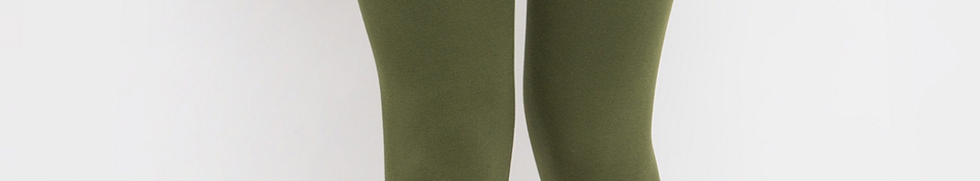 Buy TAG 7 Women Olive Green Solid Ankle Length Leggings - Leggings for ...
