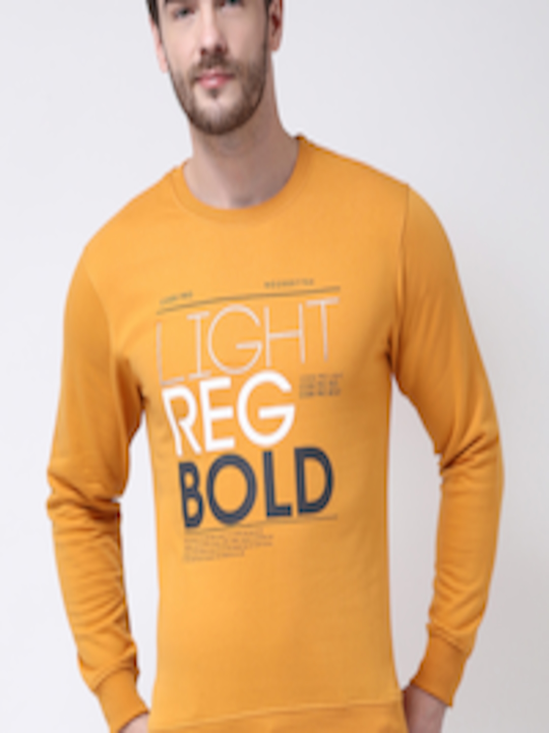 Buy COBB Men Mustard Yellow & Grey Printed Sweatshirt - Sweatshirts for ...