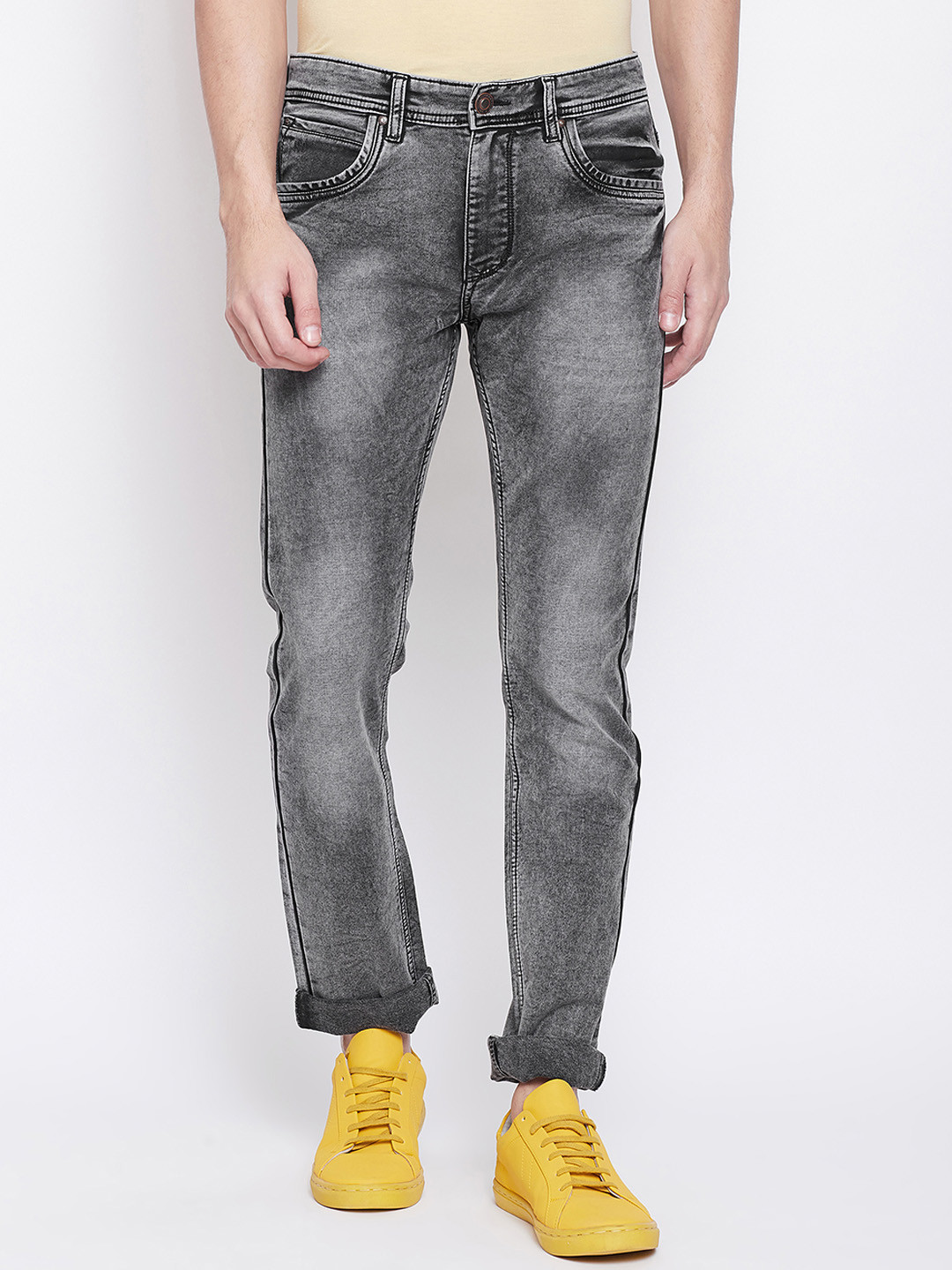 Buy Duke Men Grey Regular Fit Mid Rise Clean Look Stretchable Jeans