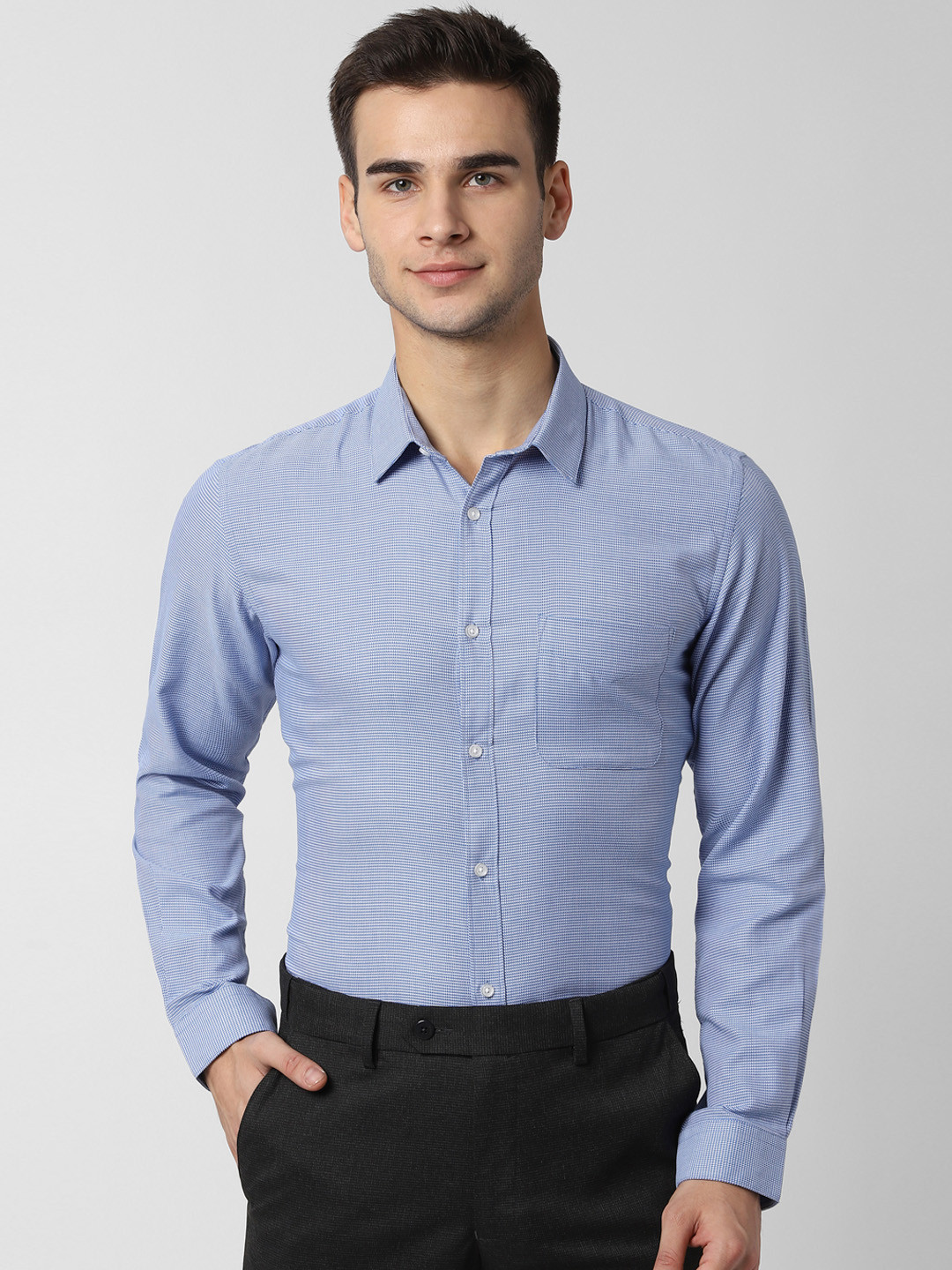 Buy Peter England Men Blue Slim Fit Printed Formal Shirt Shirts for Men 11348708 Myntra