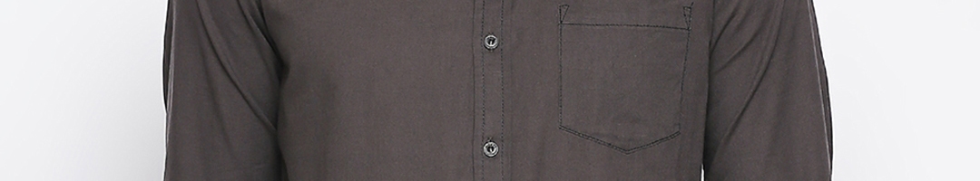 Buy Mufti Men Charcoal Grey Solid Original Slim Fit Casual Shirt ...
