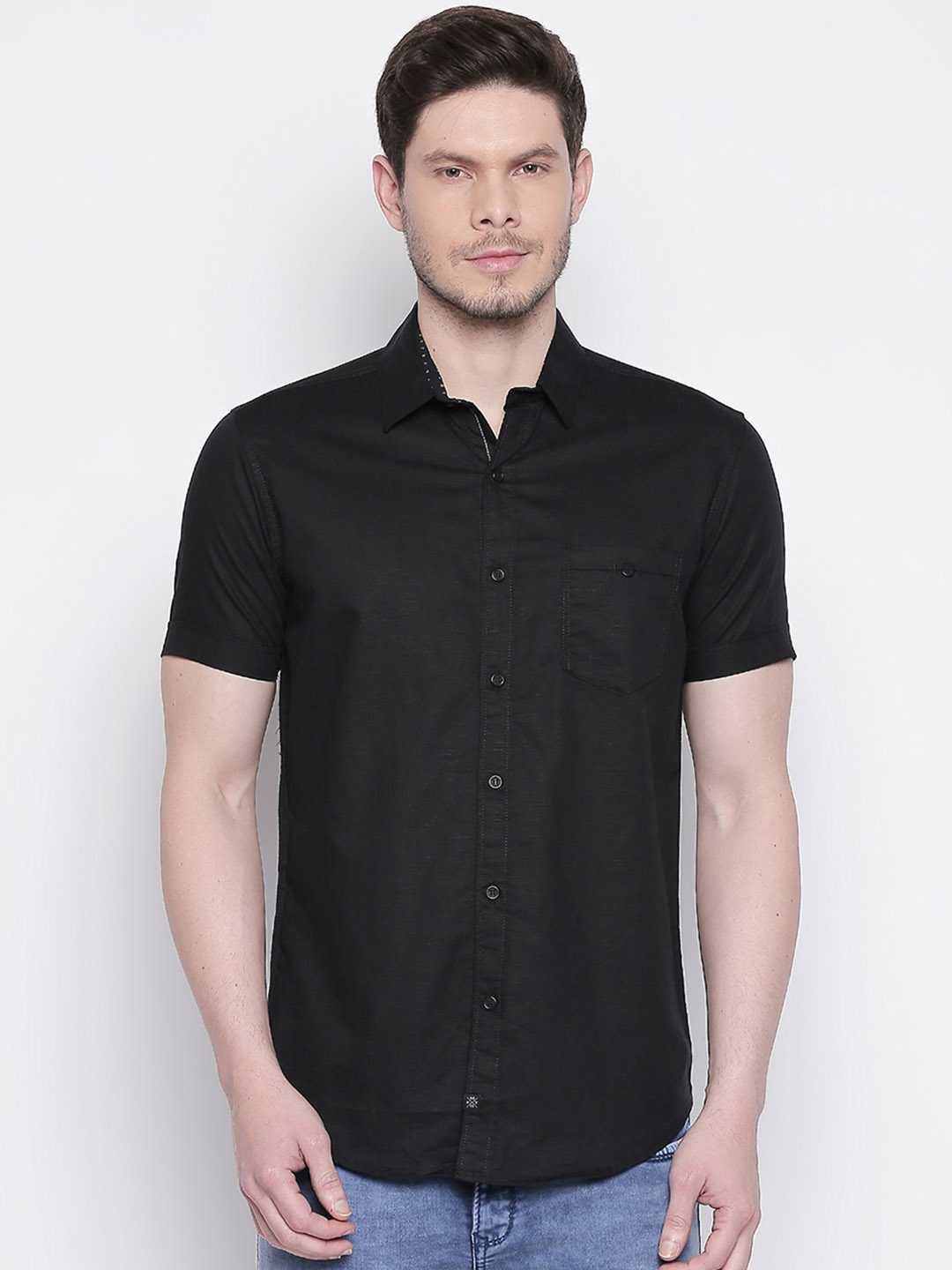 Buy Mufti Men Black Original Slim Fit Solid Casual Shirt - Shirts for ...