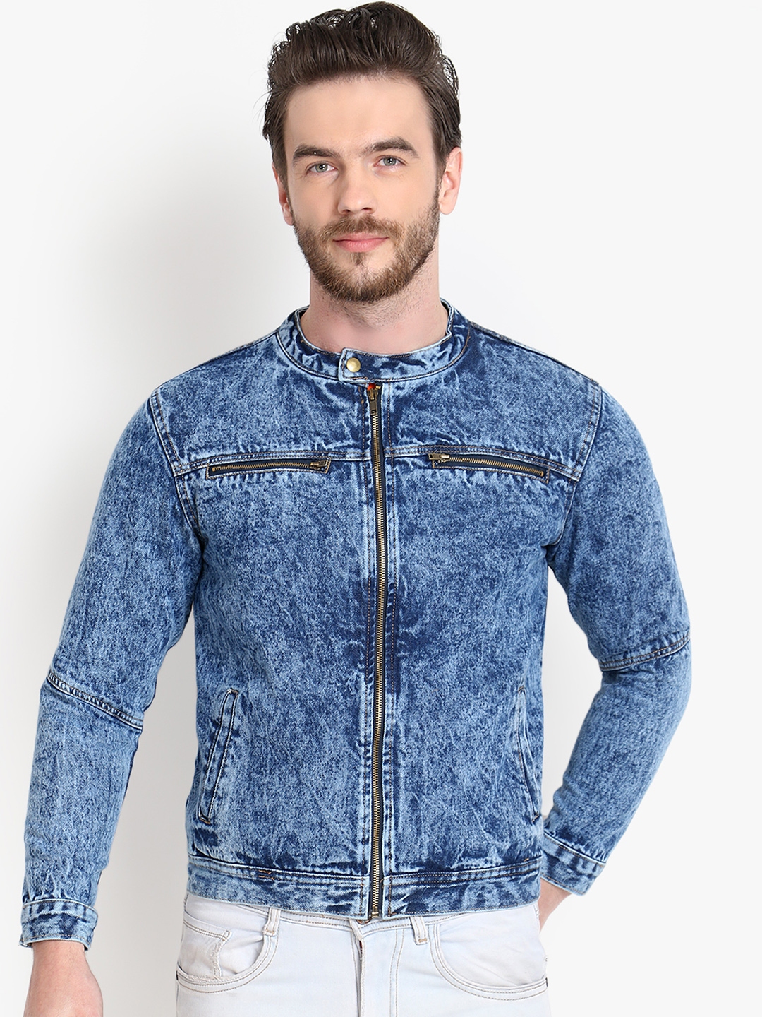 Buy Kotty Men Blue Solid Denim Jacket - Jackets for Men 11357924 | Myntra
