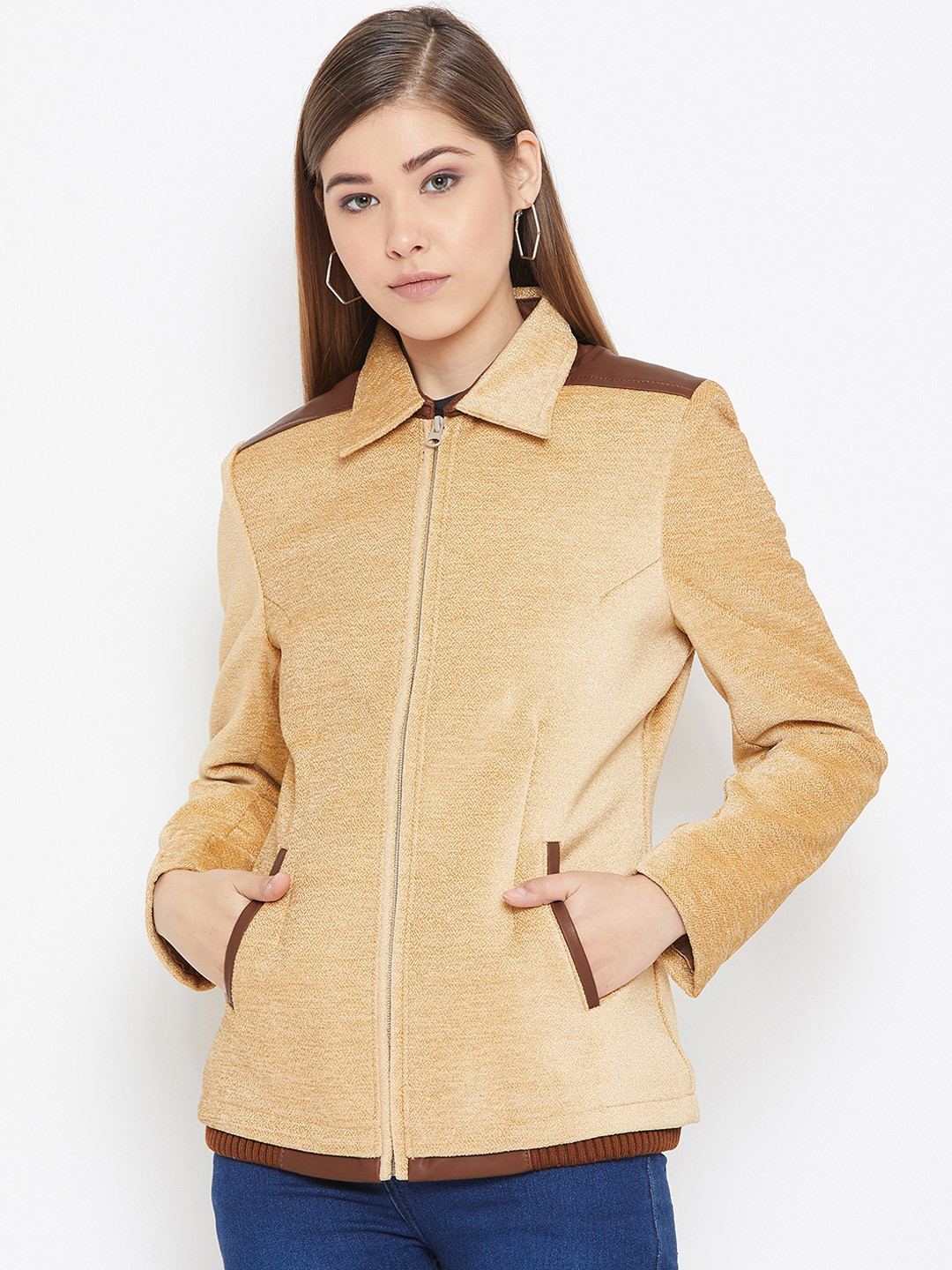 Buy Spirit Women Beige Solid Padded Jacket Jackets for Women 11365822