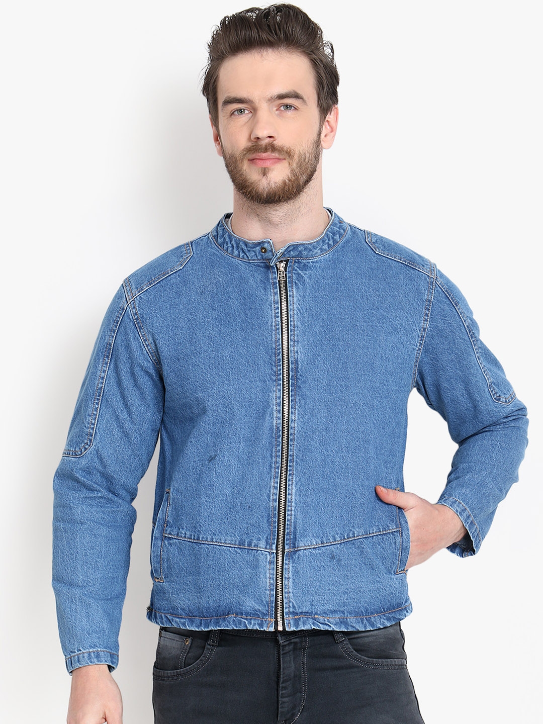 Buy Kotty Men Blue Solid Denim Jacket - Jackets for Men 11357920 | Myntra