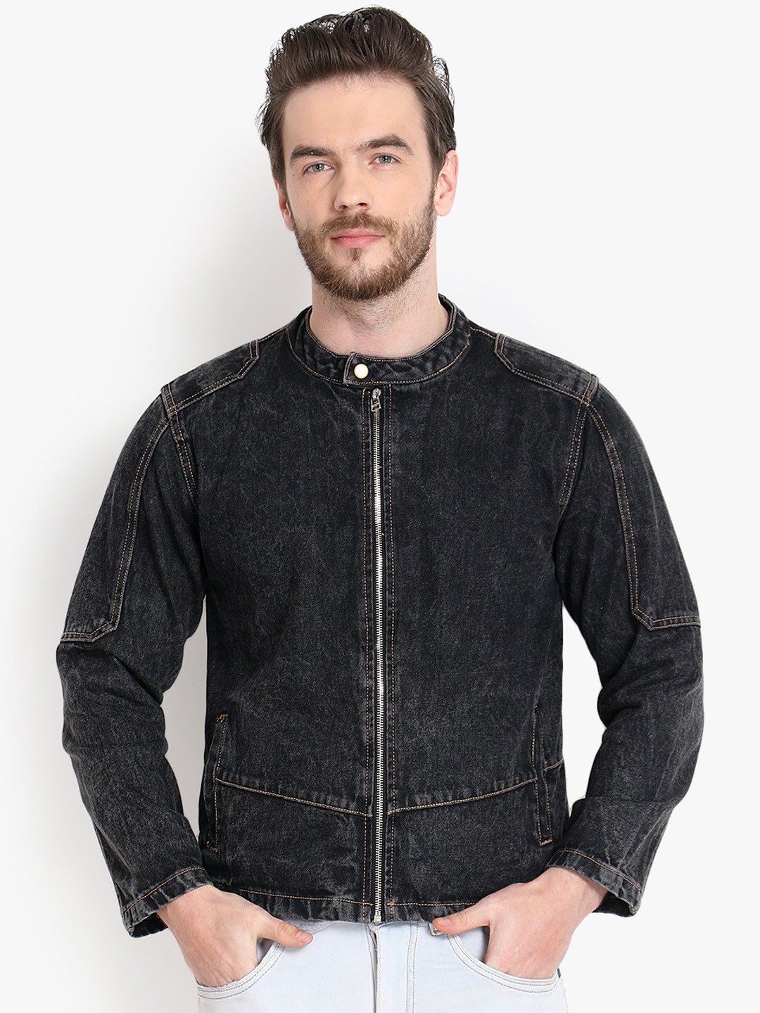 Buy Kotty Men Black Solid Denim Jacket Jackets for Men 11357916 Myntra
